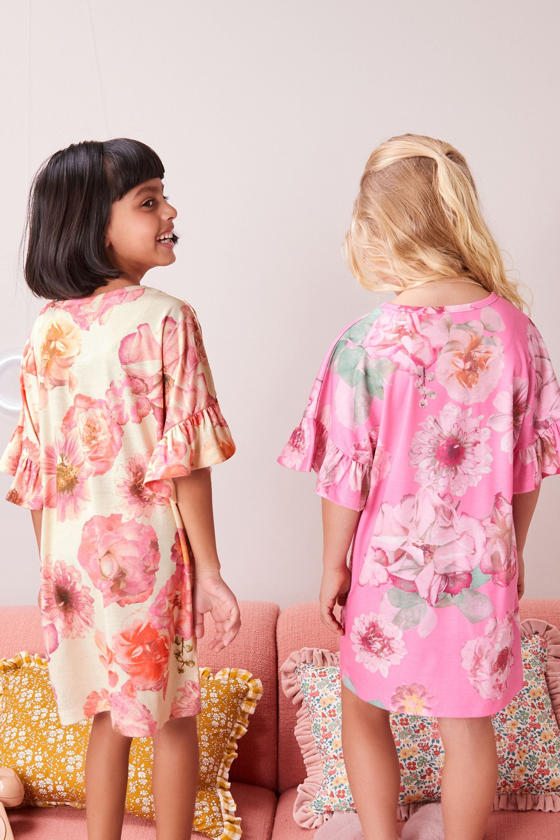 Pink/Cream Floral Nighties 2 Pack (2-16yrs)