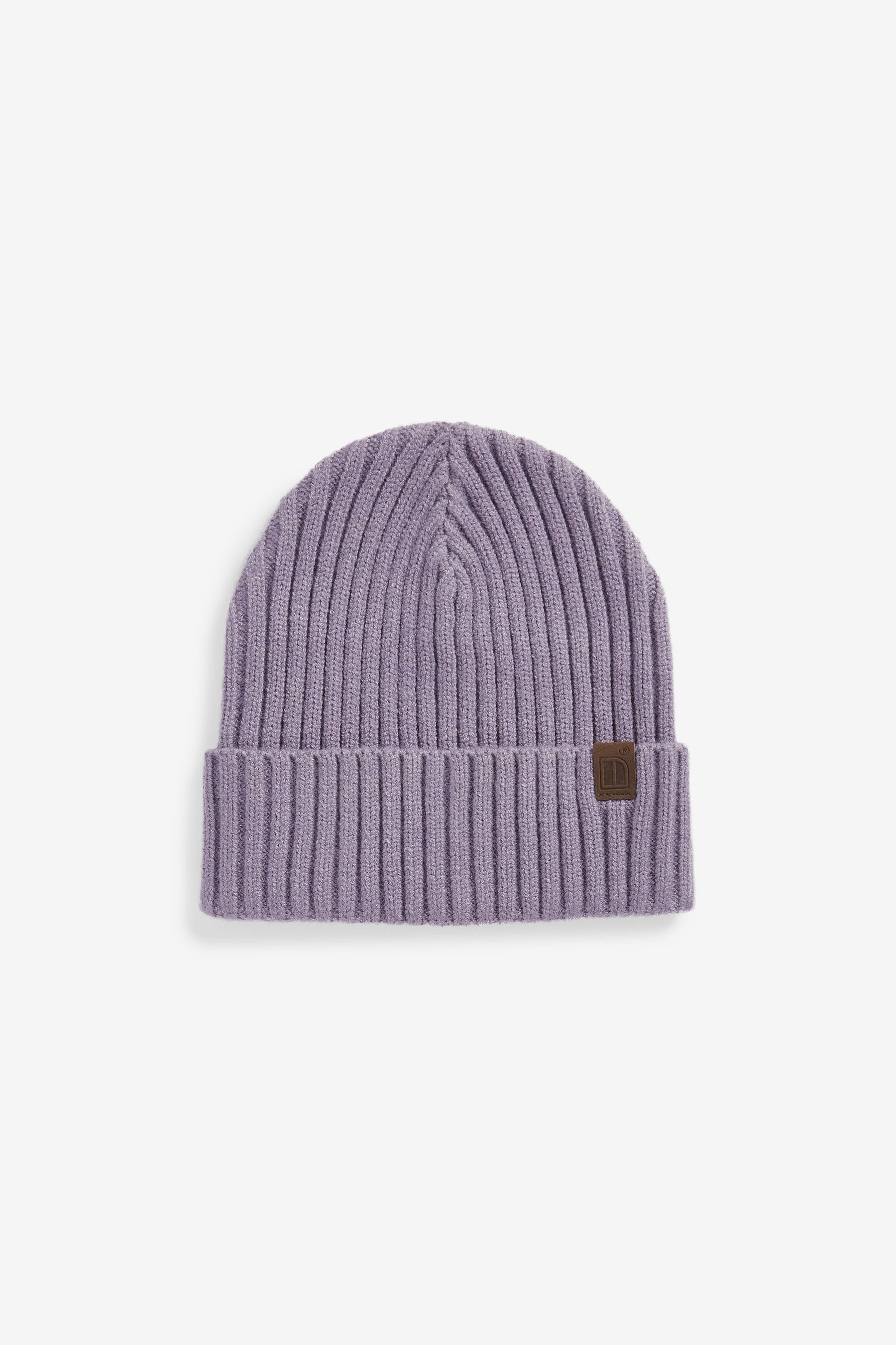 Mauve Purple Knitted Rib Beanie Hat (1-16yrs)