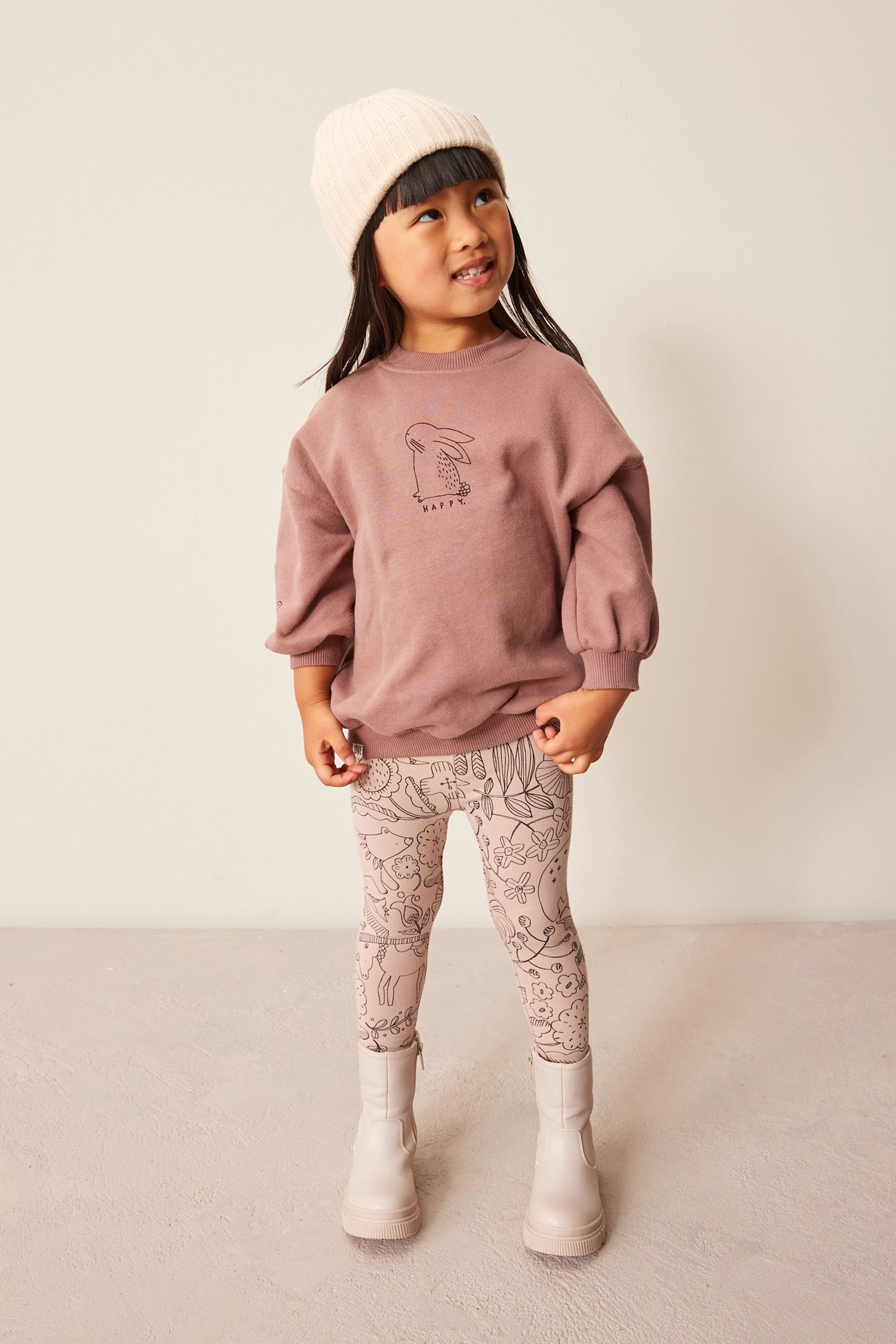 Brown Bunny Printed Sweatshirt and Leggings Set (3mths-7yrs)