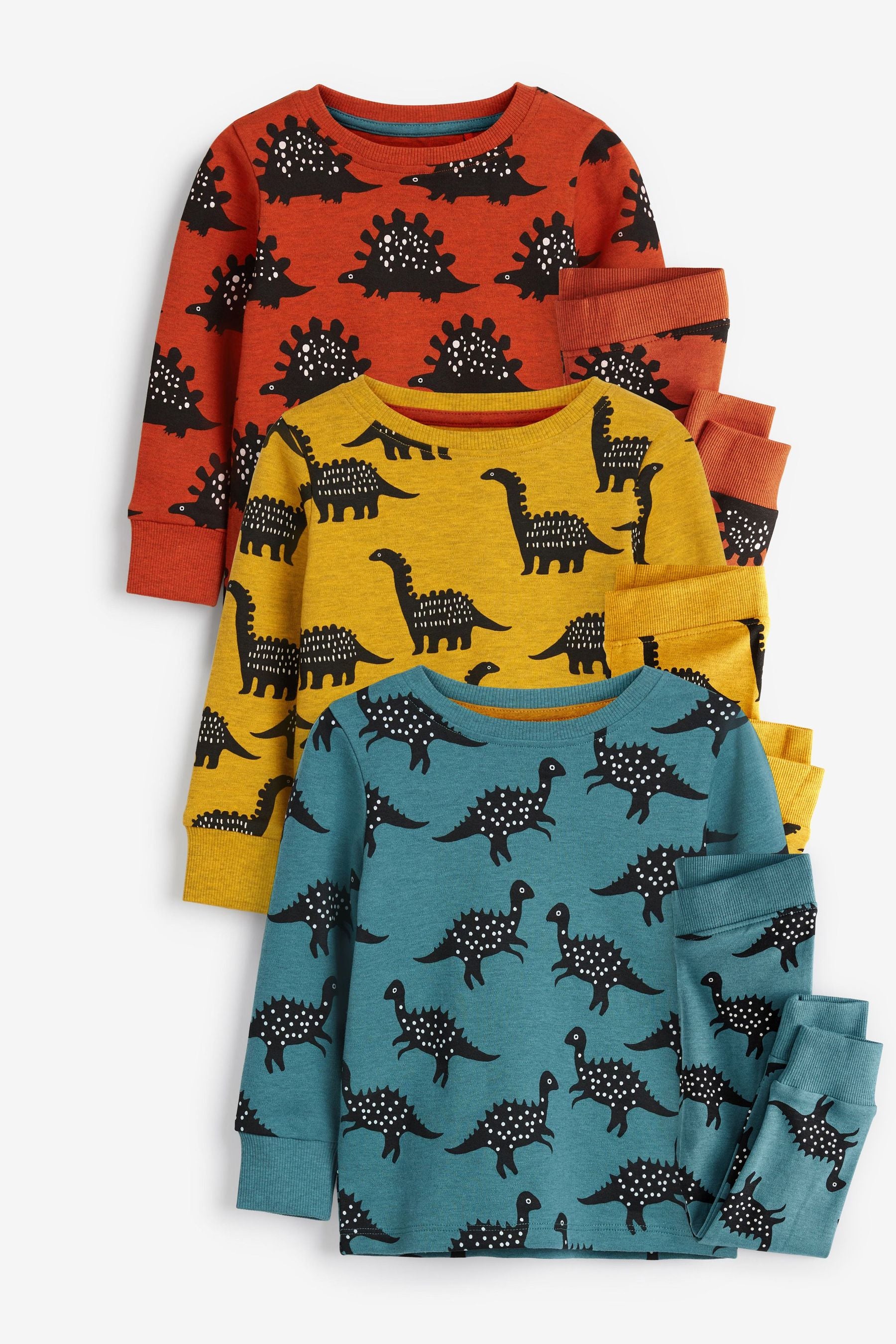 Red/Yellow/Teal Blue 3 Pack Snuggle Pyjamas (9mths-12yrs)