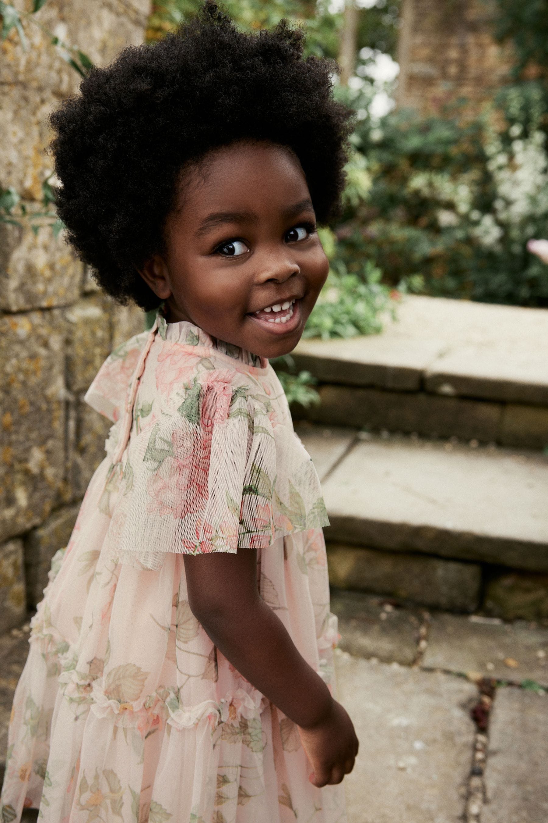 Cream Floral Tiered Mesh Dress (3mths-7yrs)