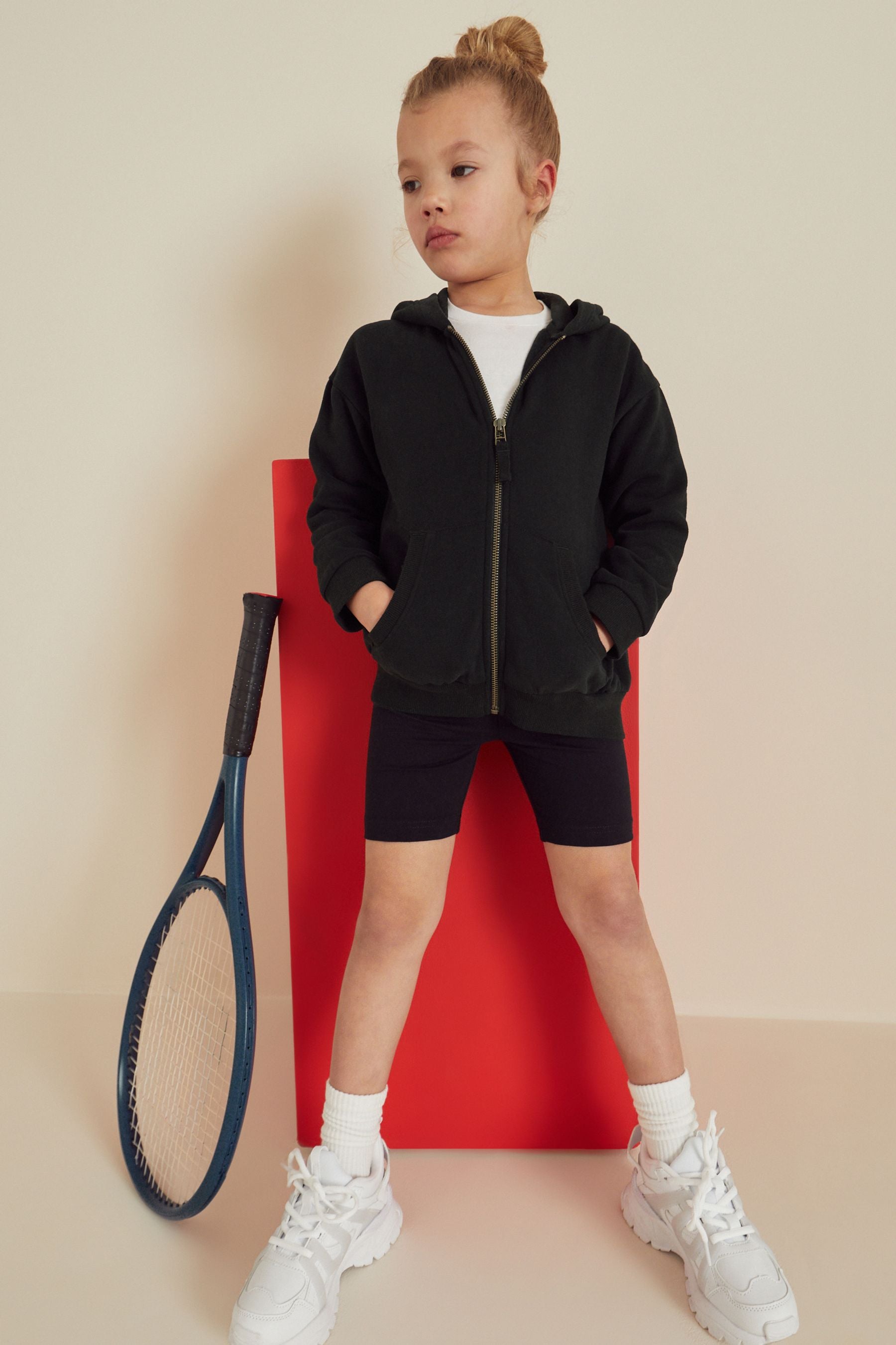 Black Cotton Rich Zip Through Football Hoodie (3-16yrs)