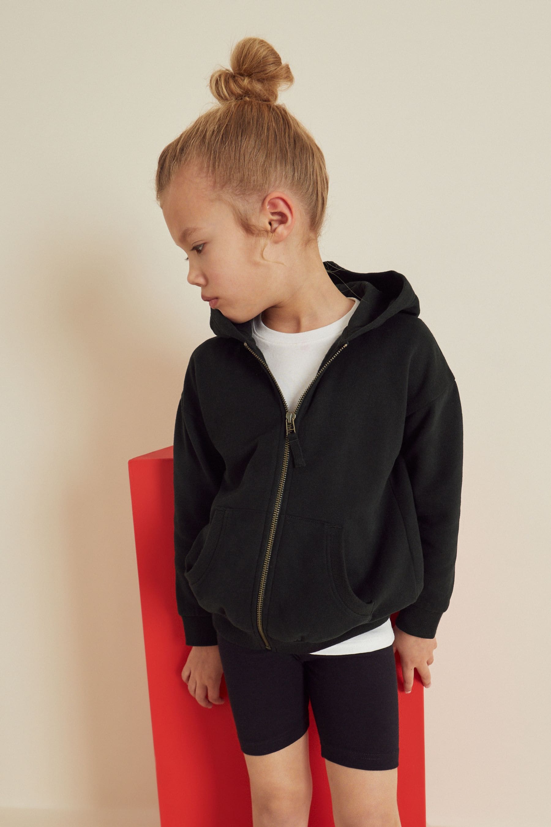 Black Cotton Rich Zip Through Football Hoodie (3-16yrs)