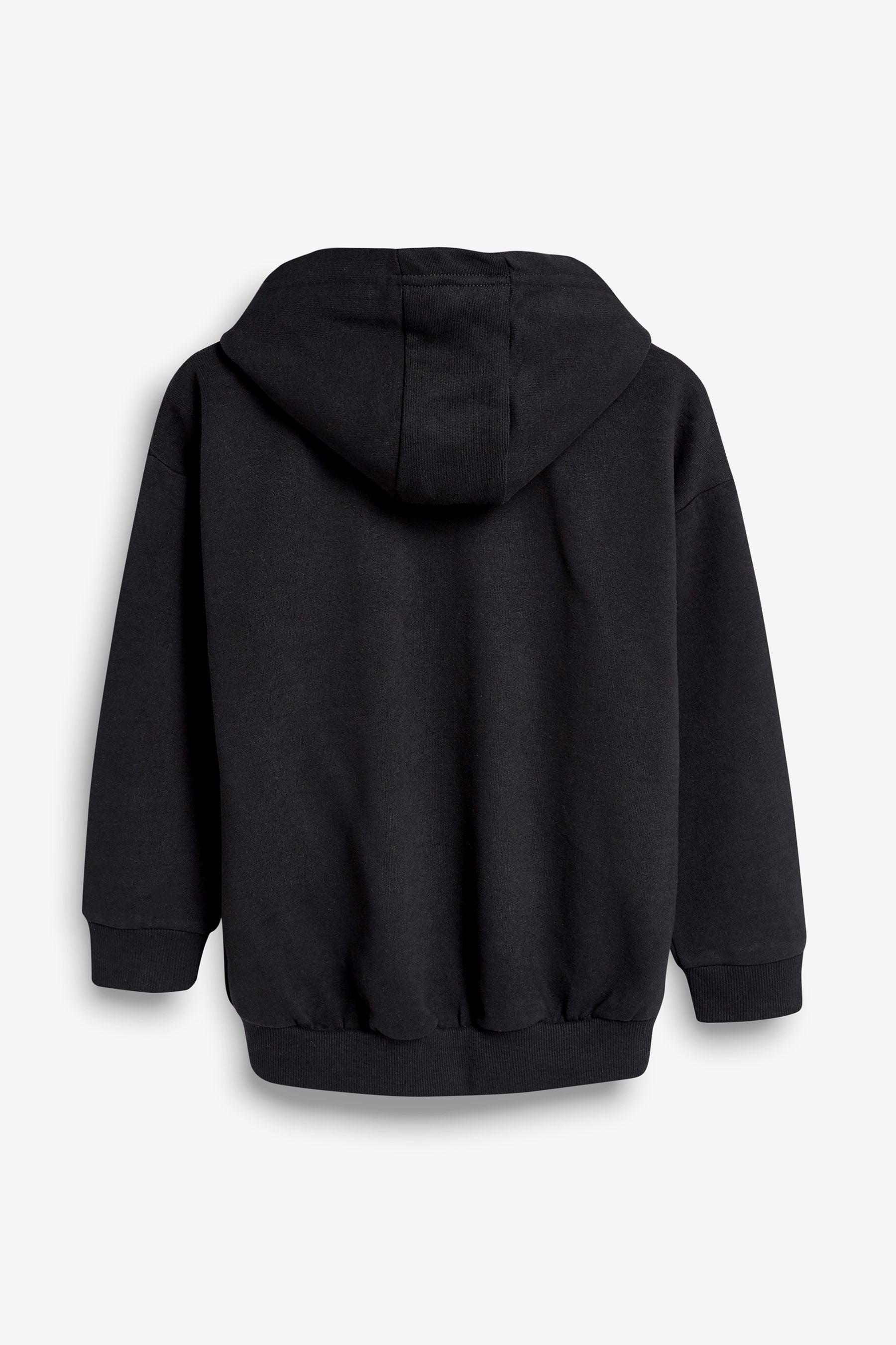 Black Cotton Rich Zip Through Football Hoodie (3-16yrs)