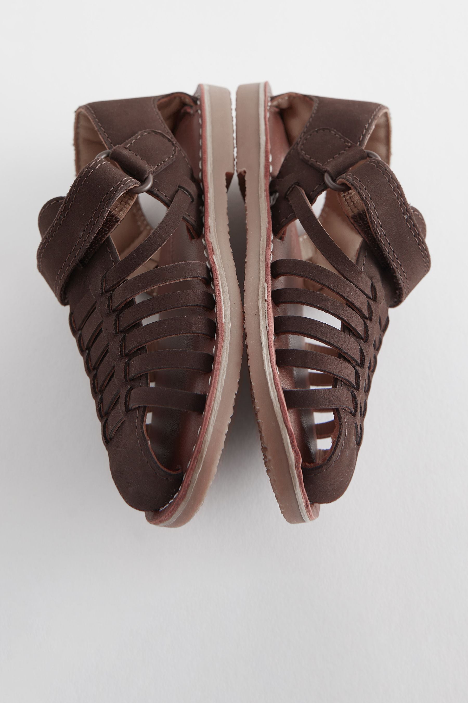 Chocolate Brown Leather Closed Toe Sandals