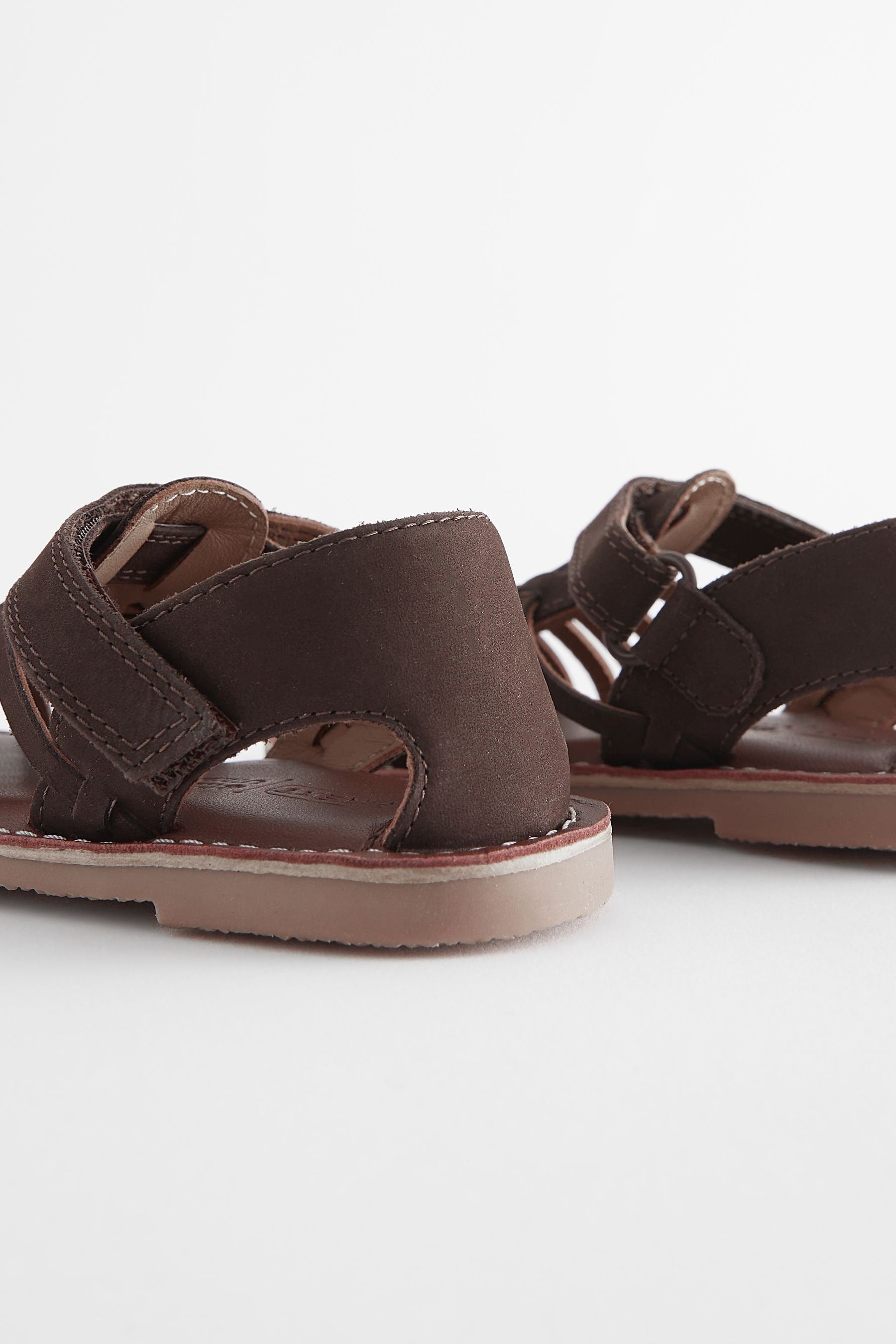 Chocolate Brown Leather Closed Toe Sandals