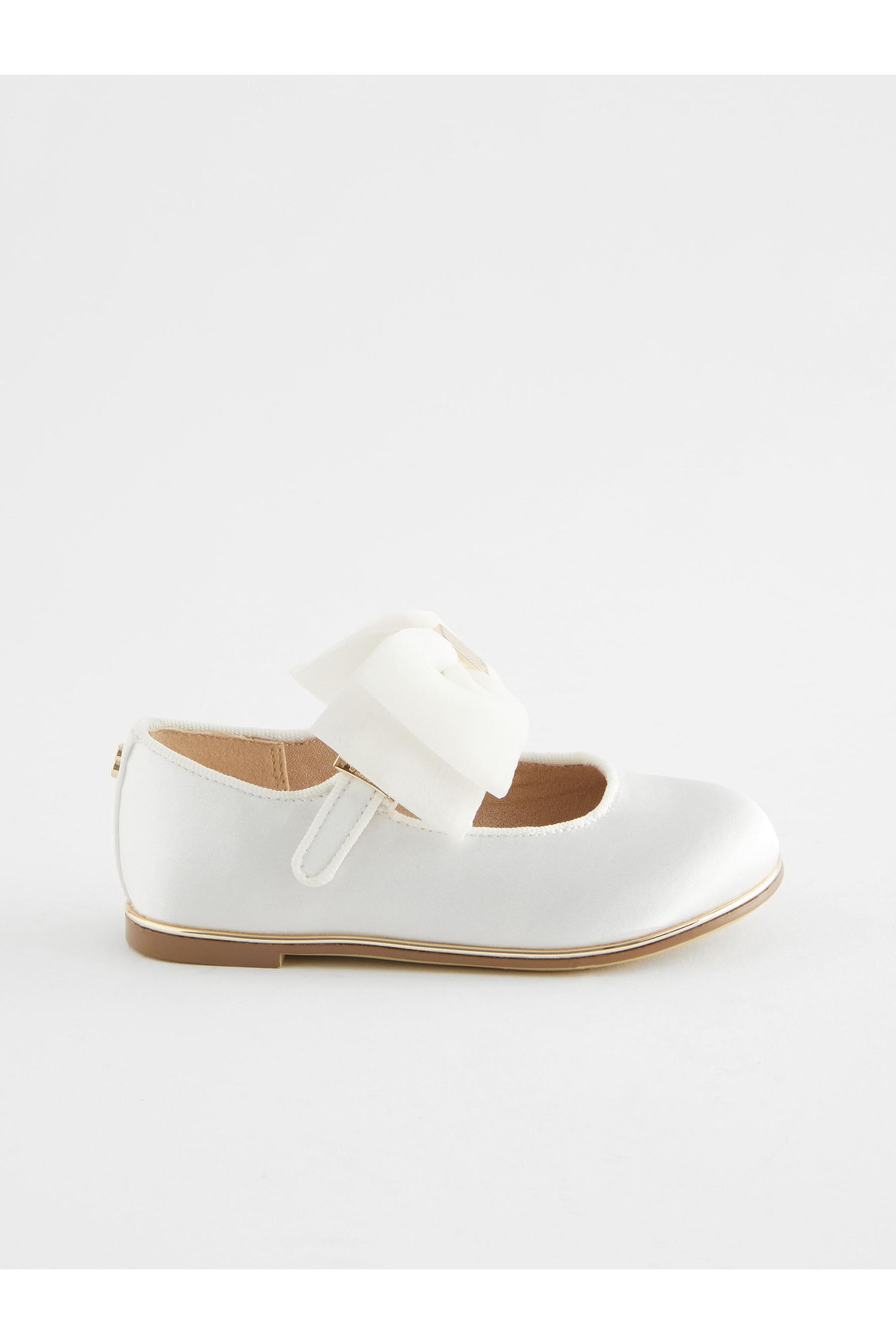 Ivory Baker by Ted Baker Girls Ivory Satin Mary Jane Shoes with Organza Bow