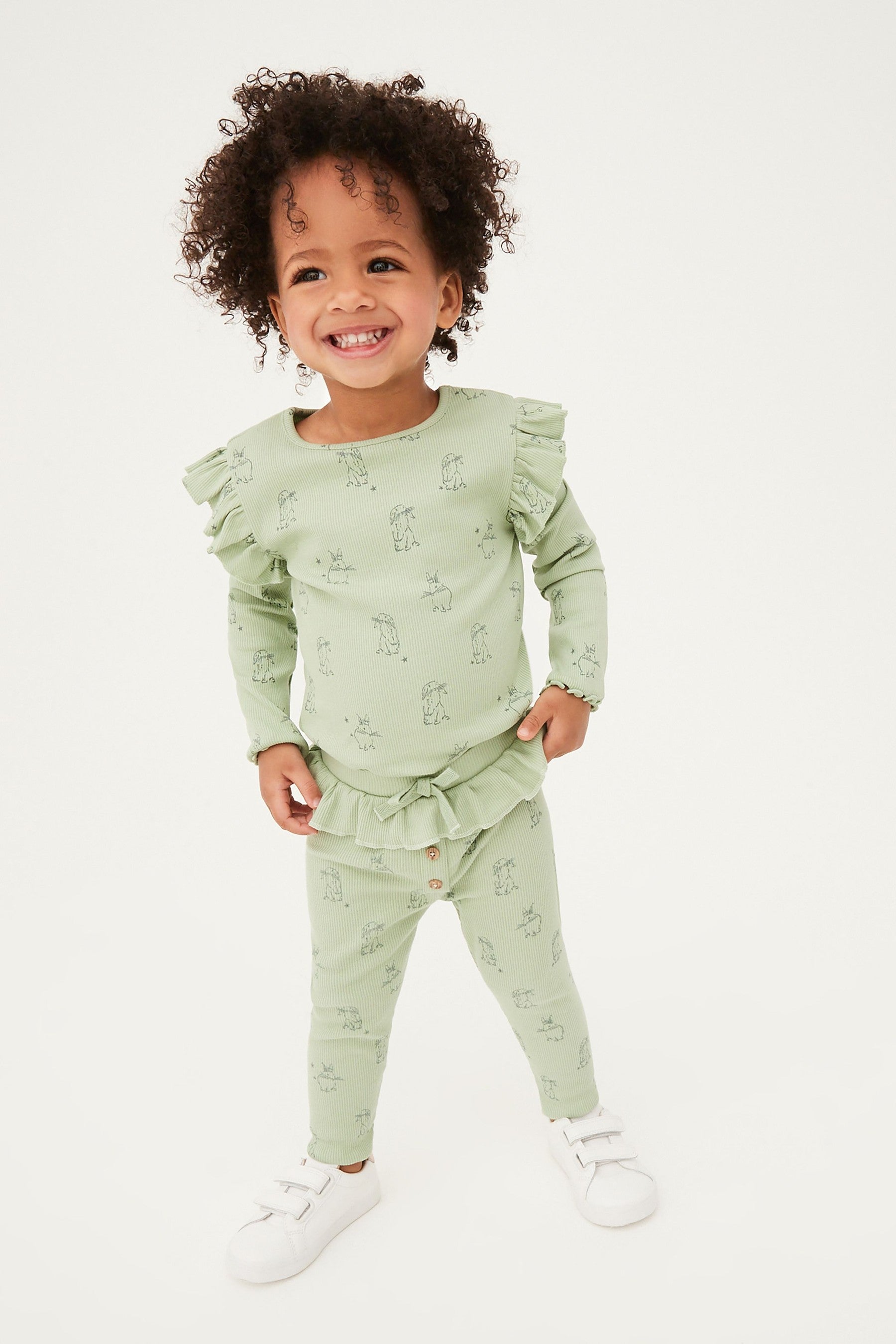 Mint Green Bunny Rib Jersey Leggings (3mths-7yrs)