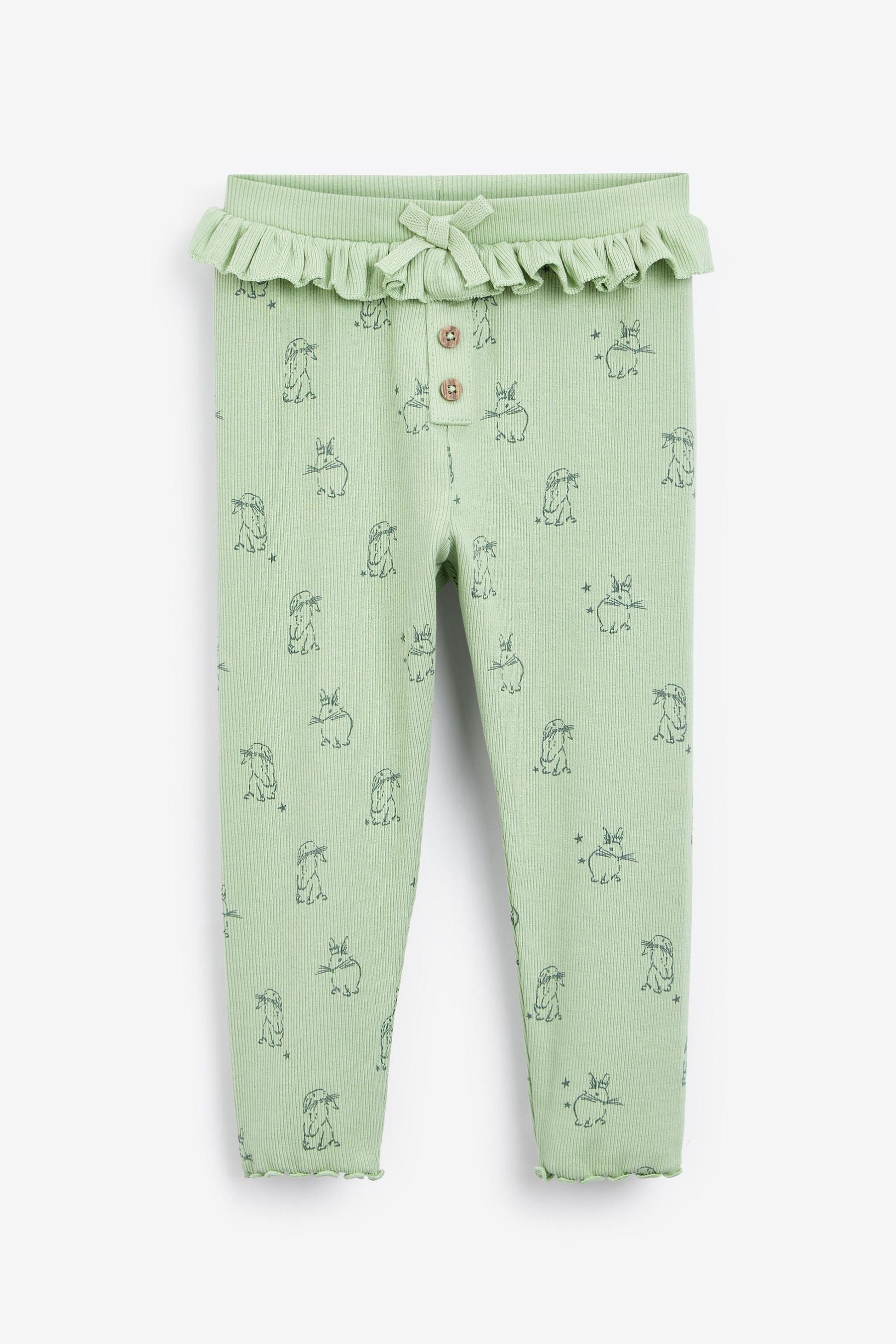 Mint Green Bunny Rib Jersey Leggings (3mths-7yrs)