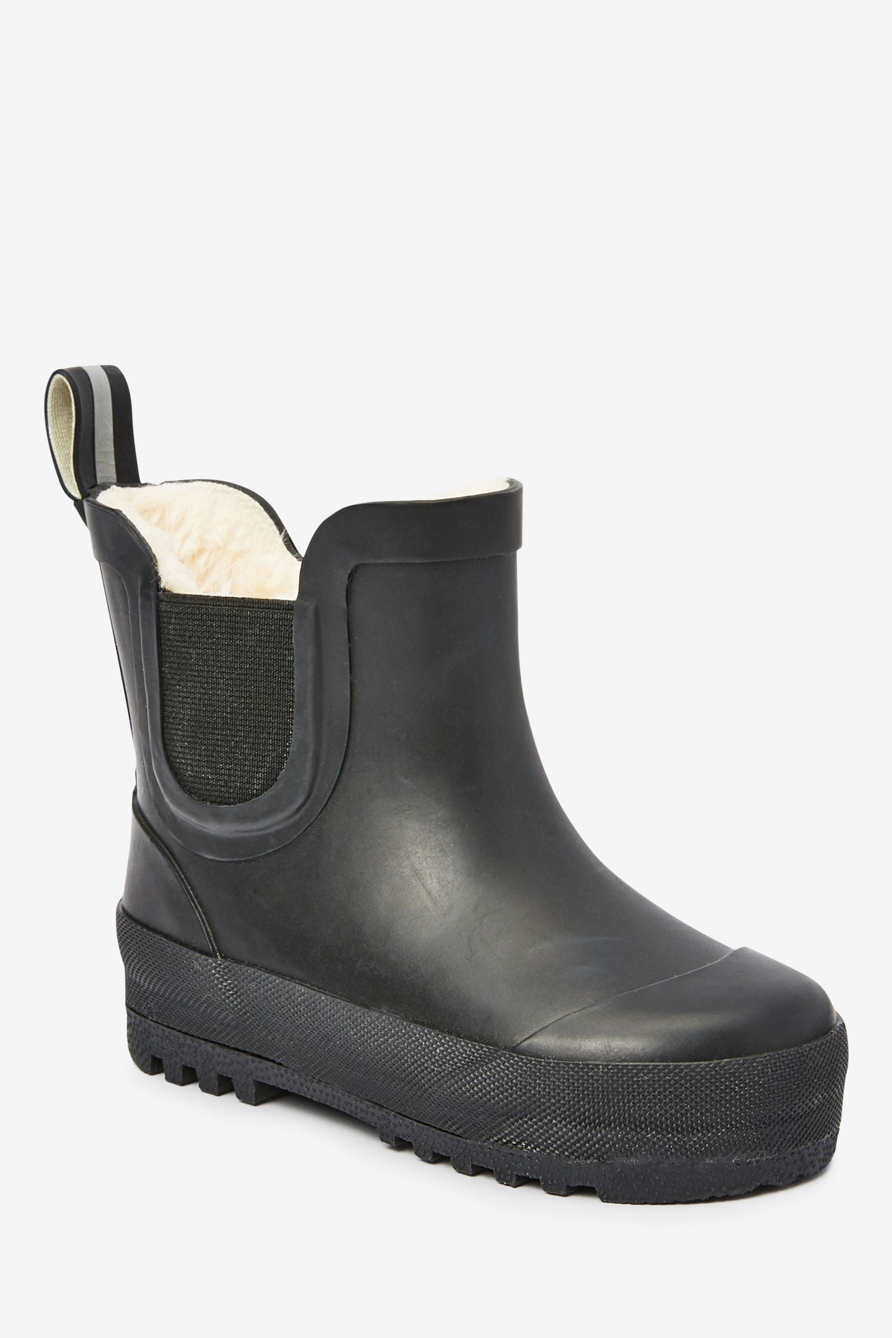 Black Warm Lined Ankle Wellies