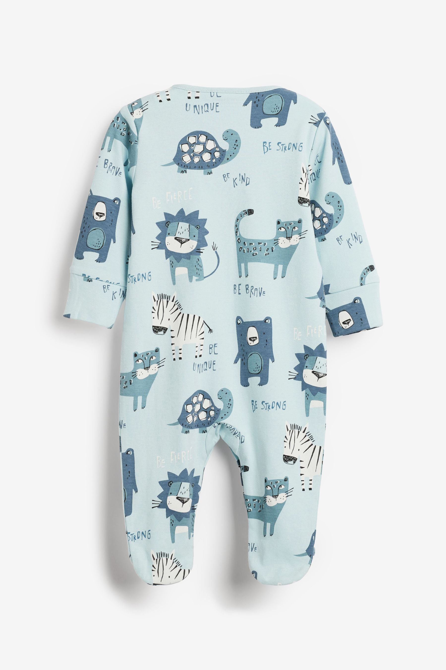 Blue Lion 3 Pack Embroidered Baby Sleepsuits (0-2yrs)