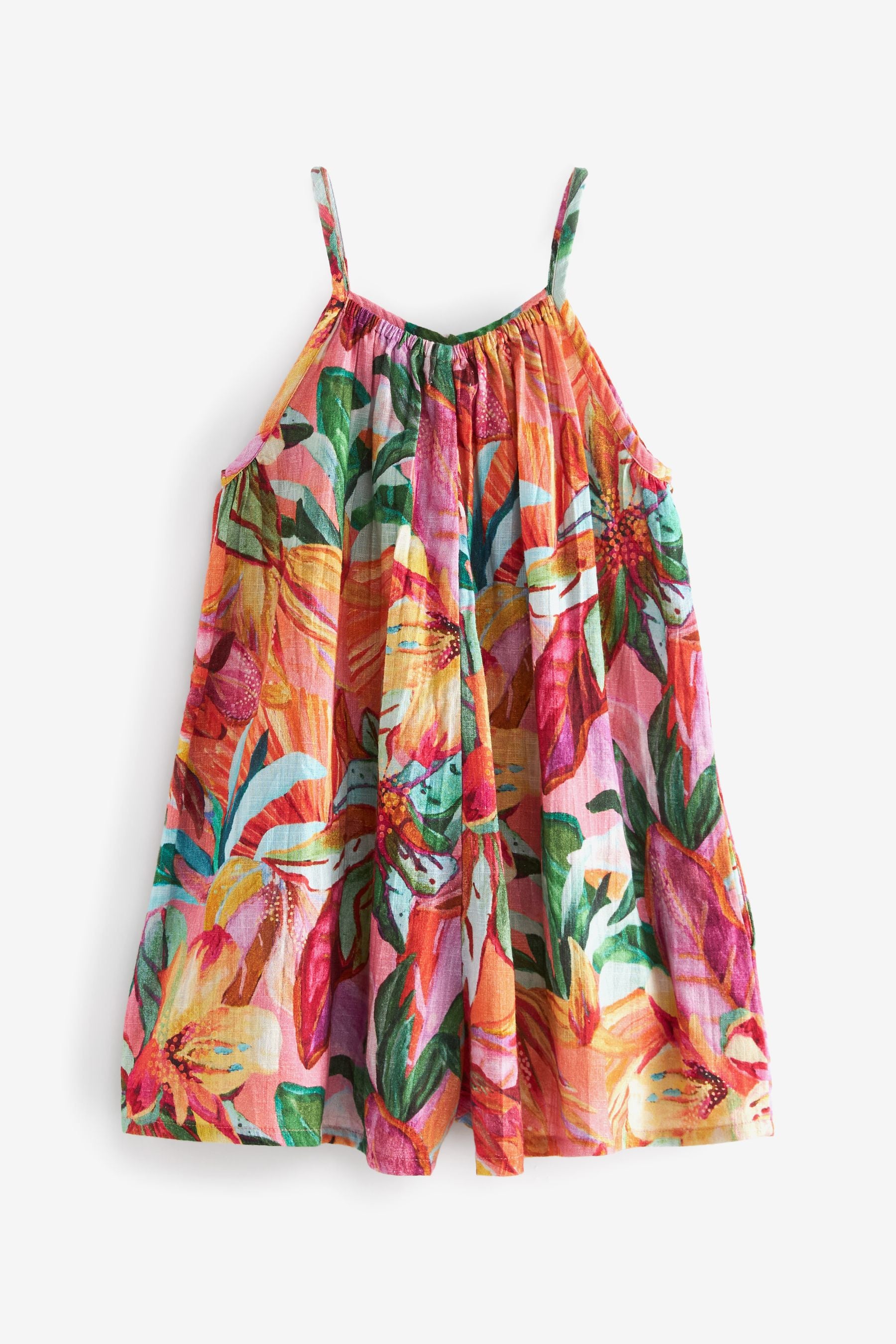 Pink Tropical Printed Playsuit (3-16yrs)