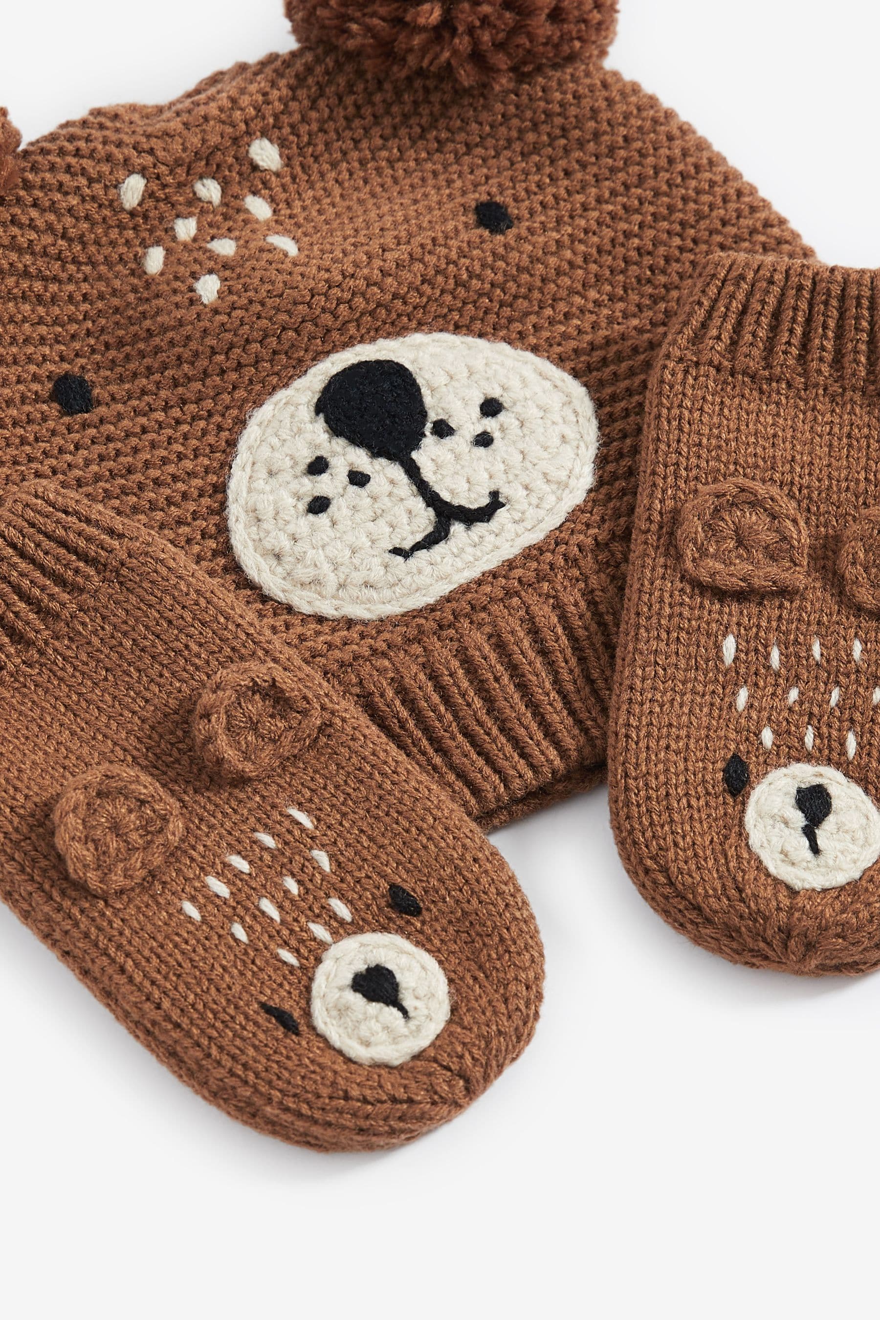 Brown Bear Hat & Mittens Set (3mths-6yrs)