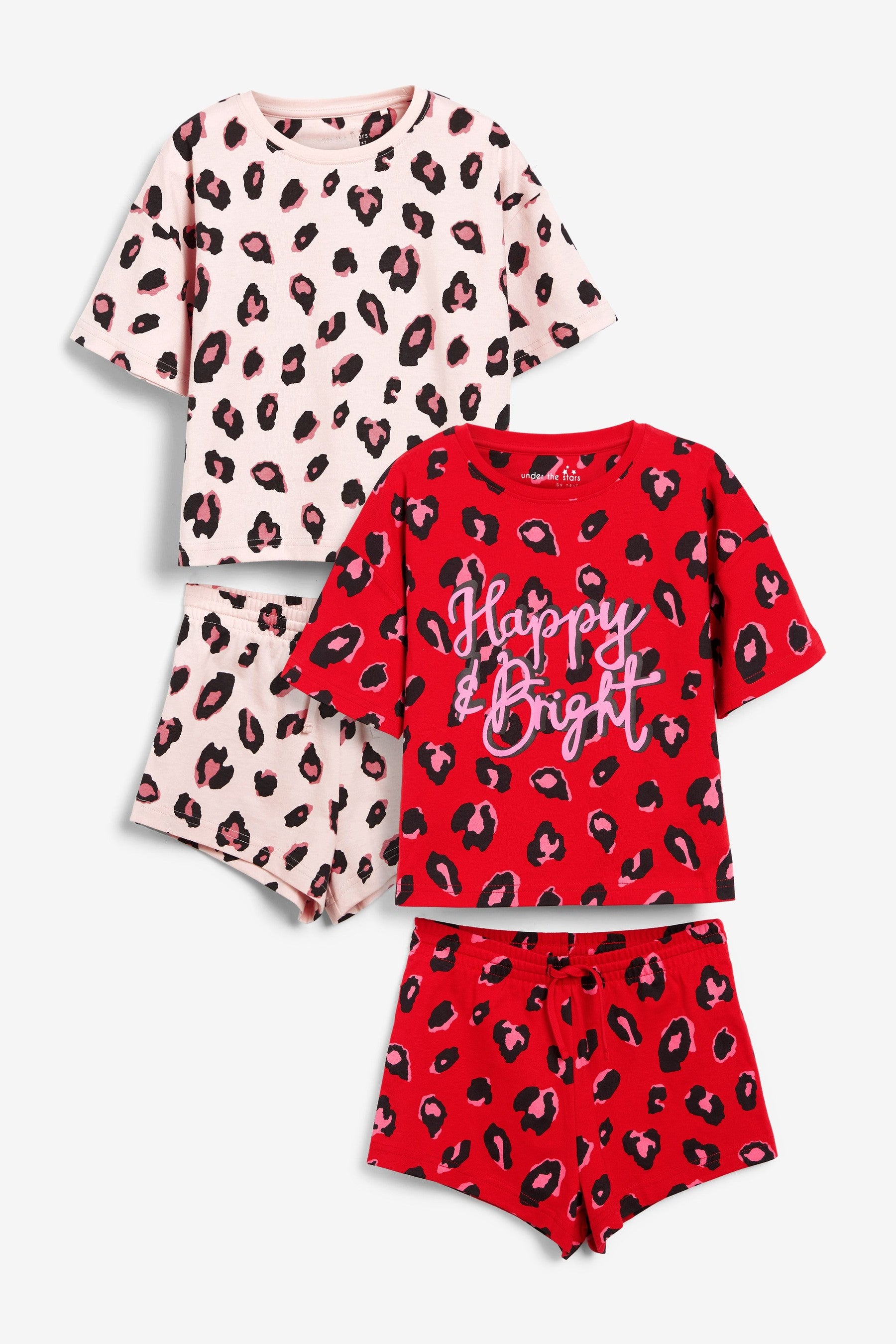 Pink/Red Animal Print 2 Pack Short Pyjamas (3-16yrs)