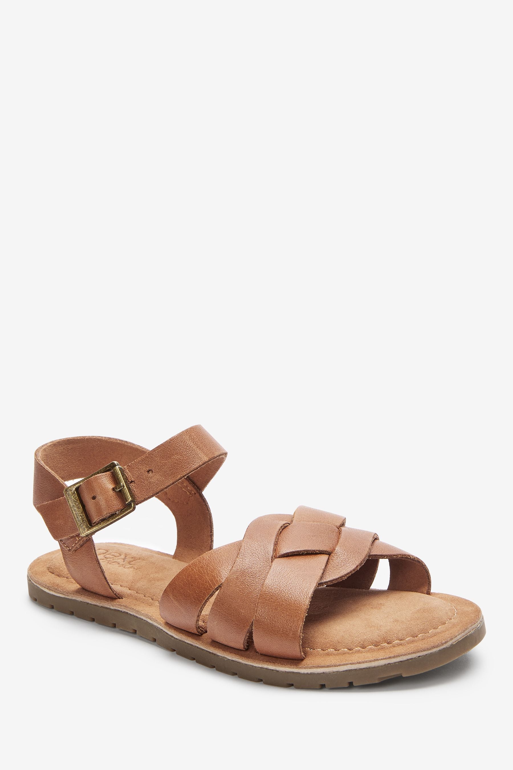 Tan Brown Premium Woven Leather Sandals