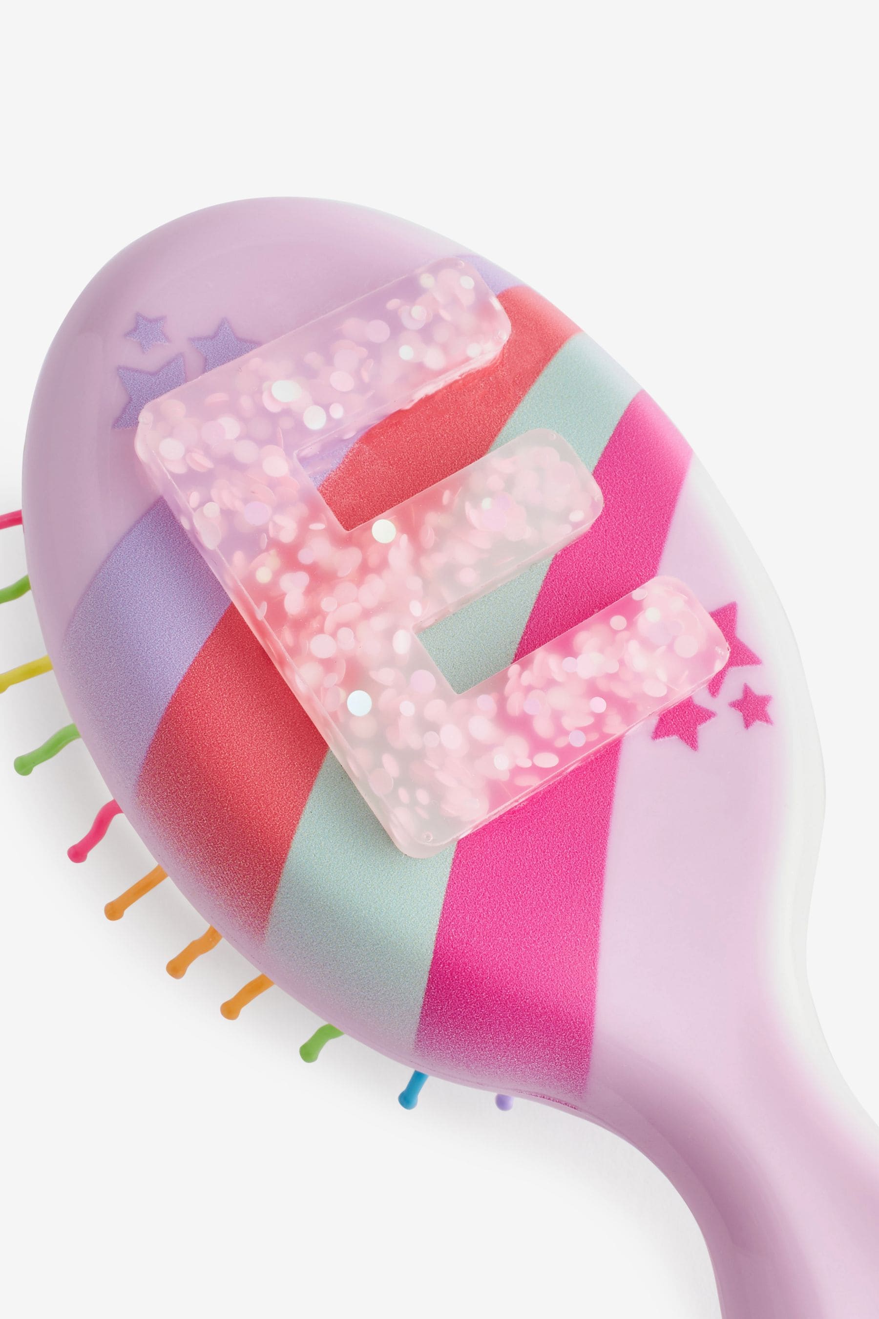 Light Pink E Initial Rainbow Hairbrush