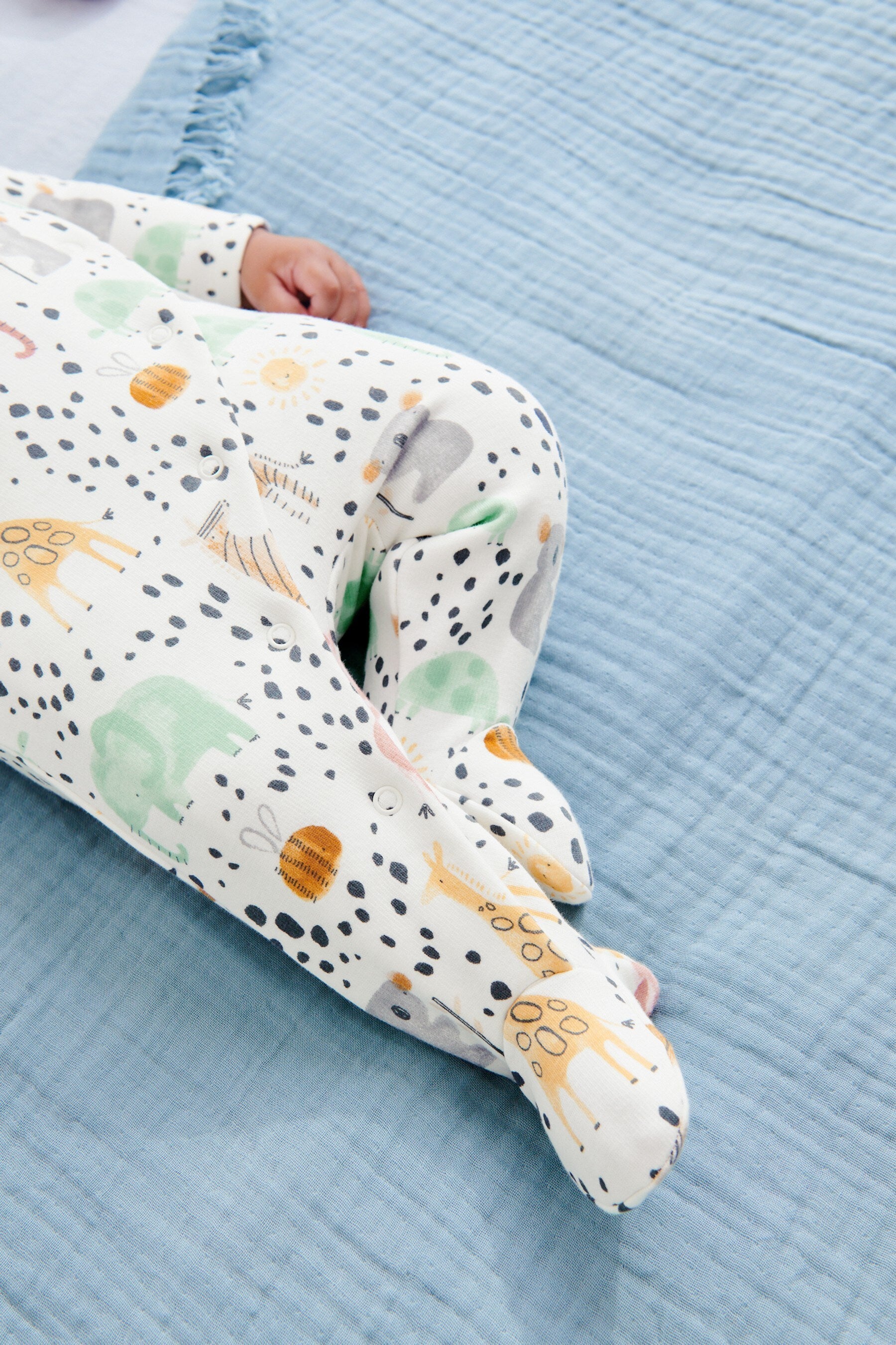 Pastel Safari Fleece Lined Baby Sleepsuit