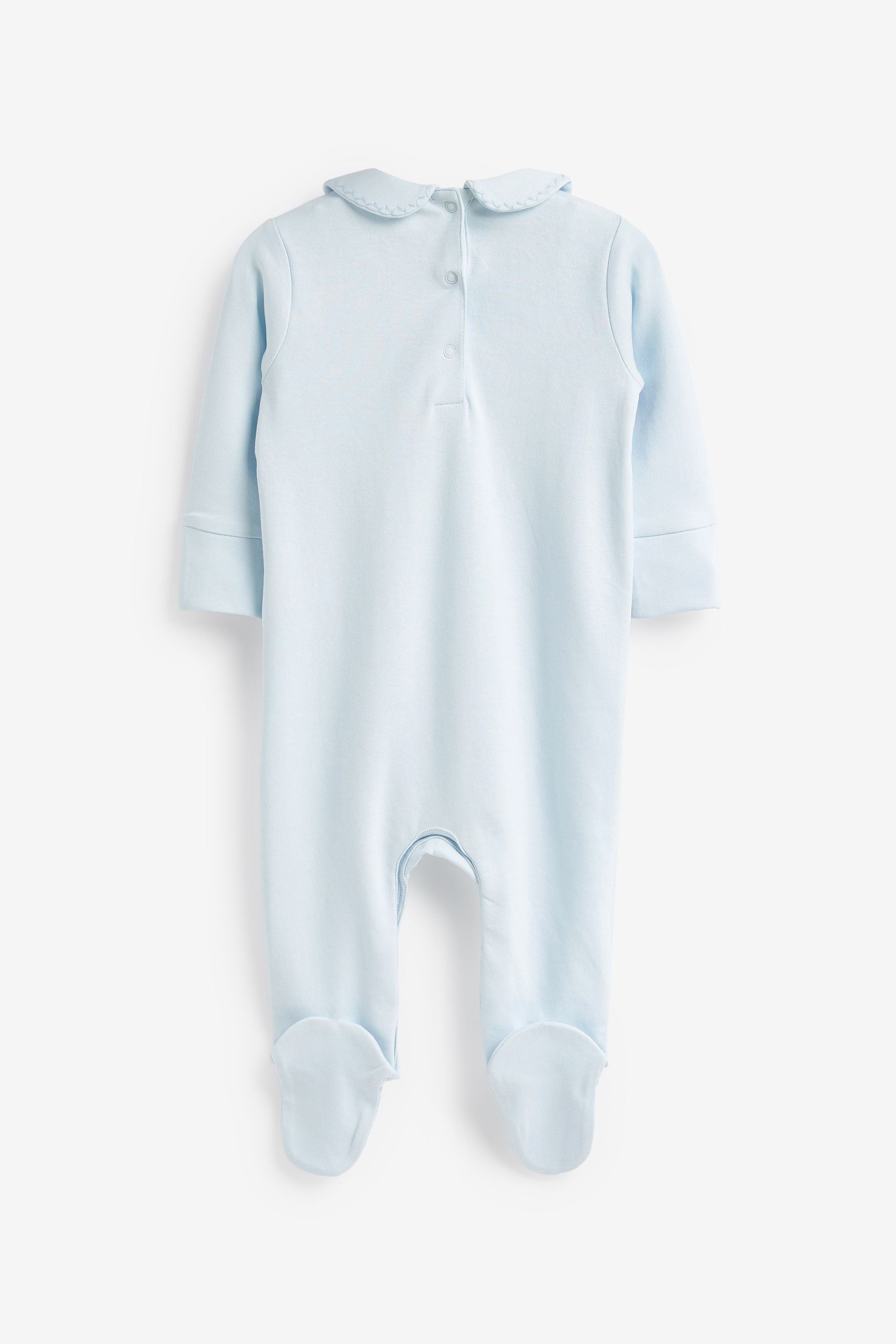 Pale Blue Collared Baby Sleepsuit (0-2yrs)