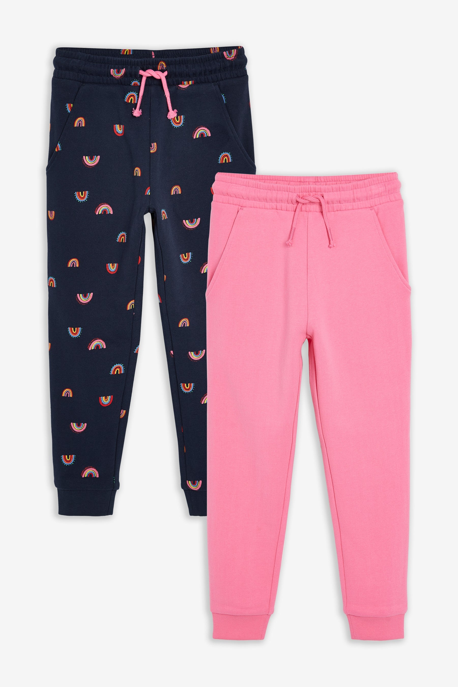 Navy Blue Rainbow & Pink 2 Pack Joggers (3-16yrs)