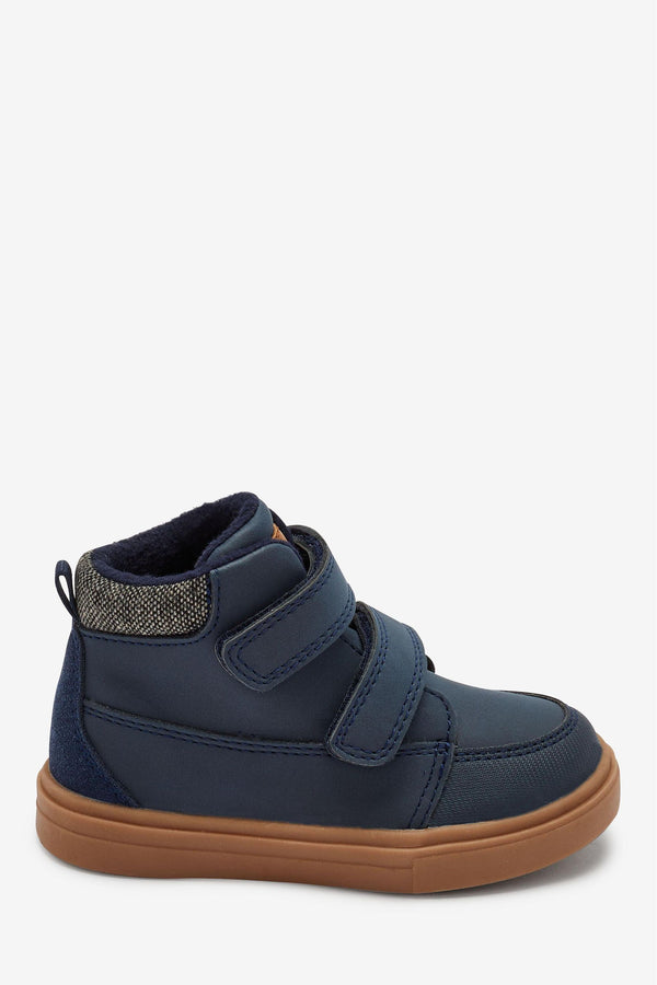 Navy Warm Lined Touch Fastening Boots