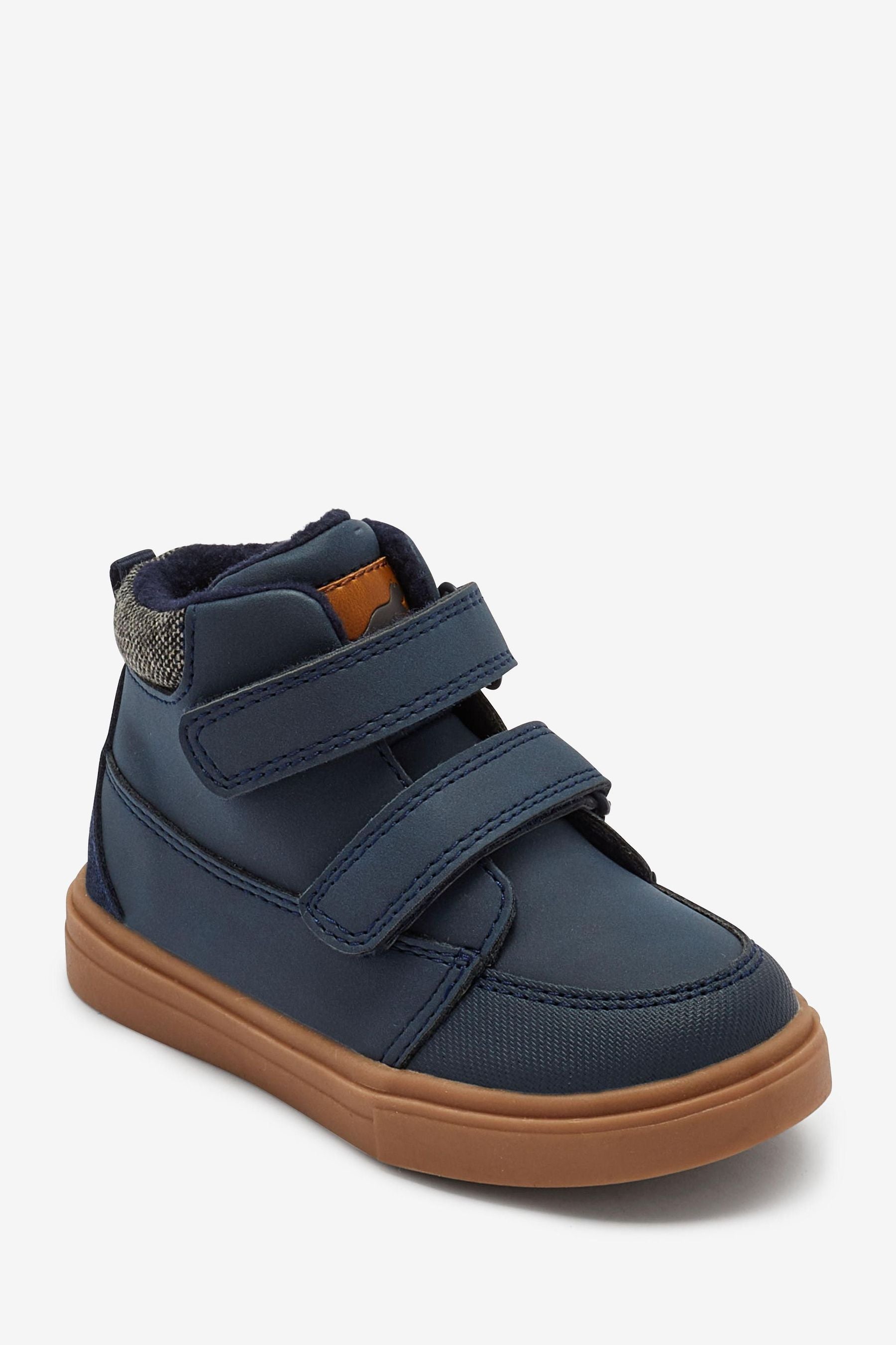 Navy Warm Lined Touch Fastening Boots