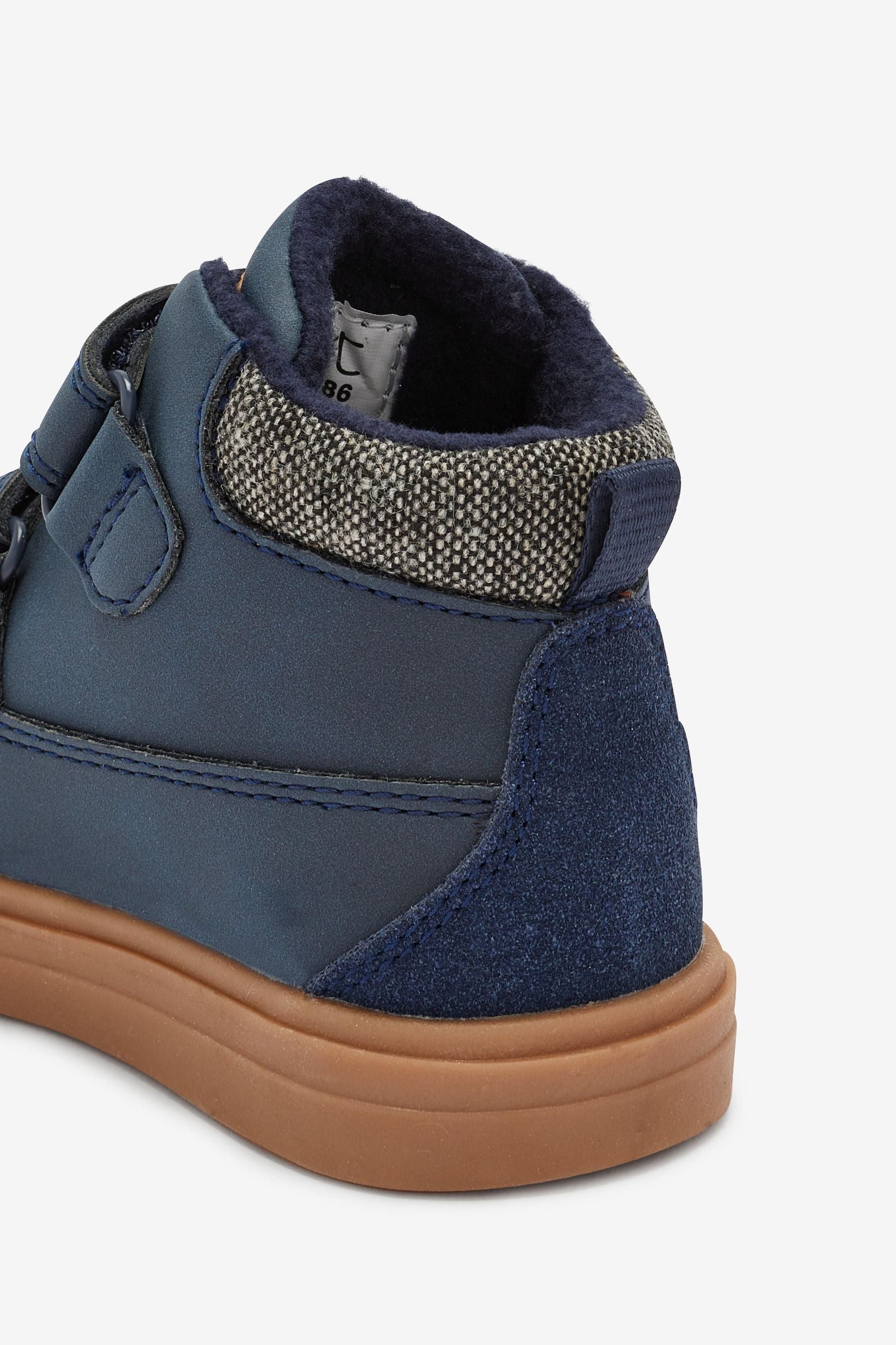 Navy Warm Lined Touch Fastening Boots