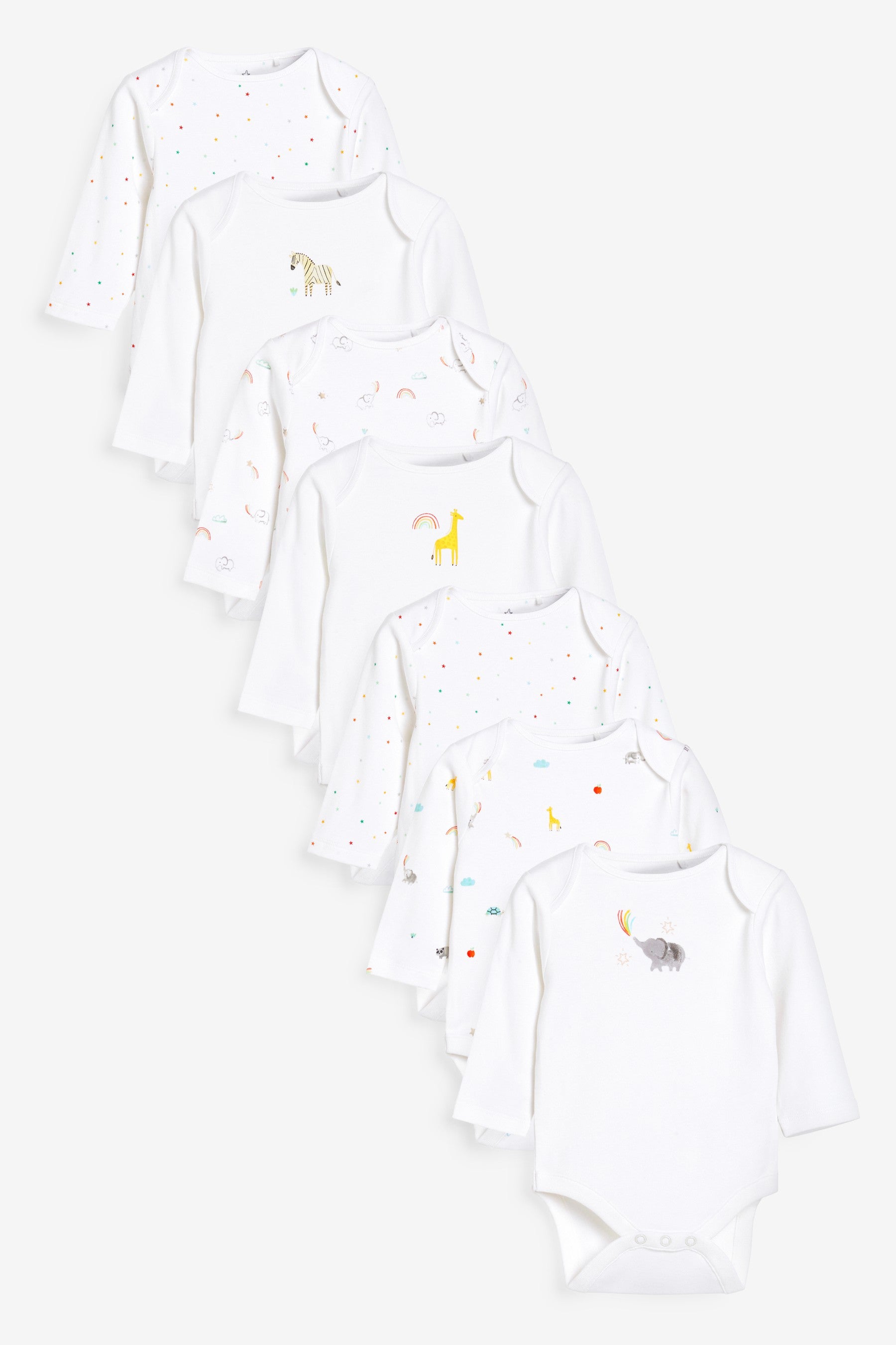 White Character Baby 7 Pack Long Sleeve Bodysuits (0mths-3yrs)