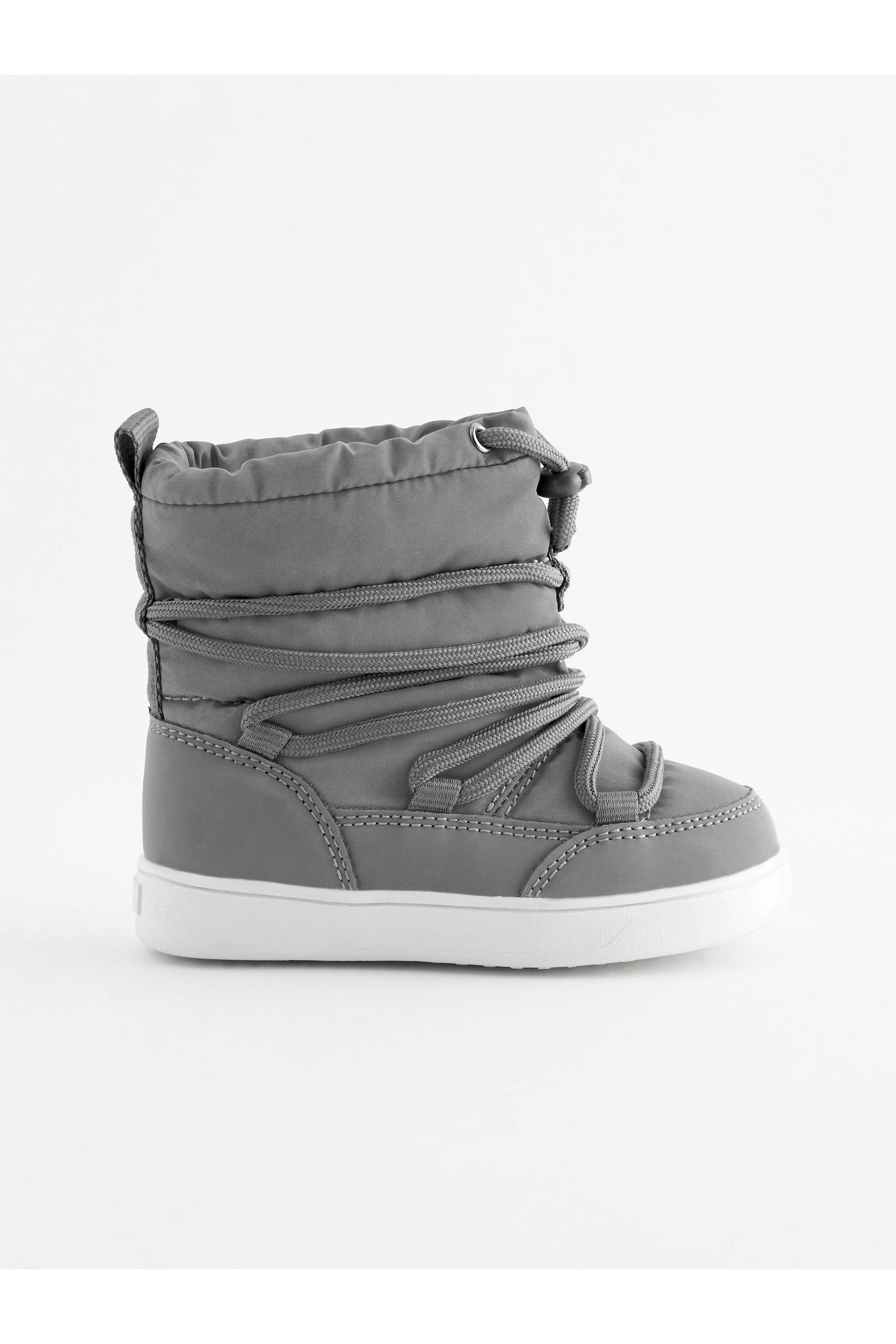 Metallic Silver Reflective Thermal Thinsulate™ Lined Quilted Water Resistant Boots