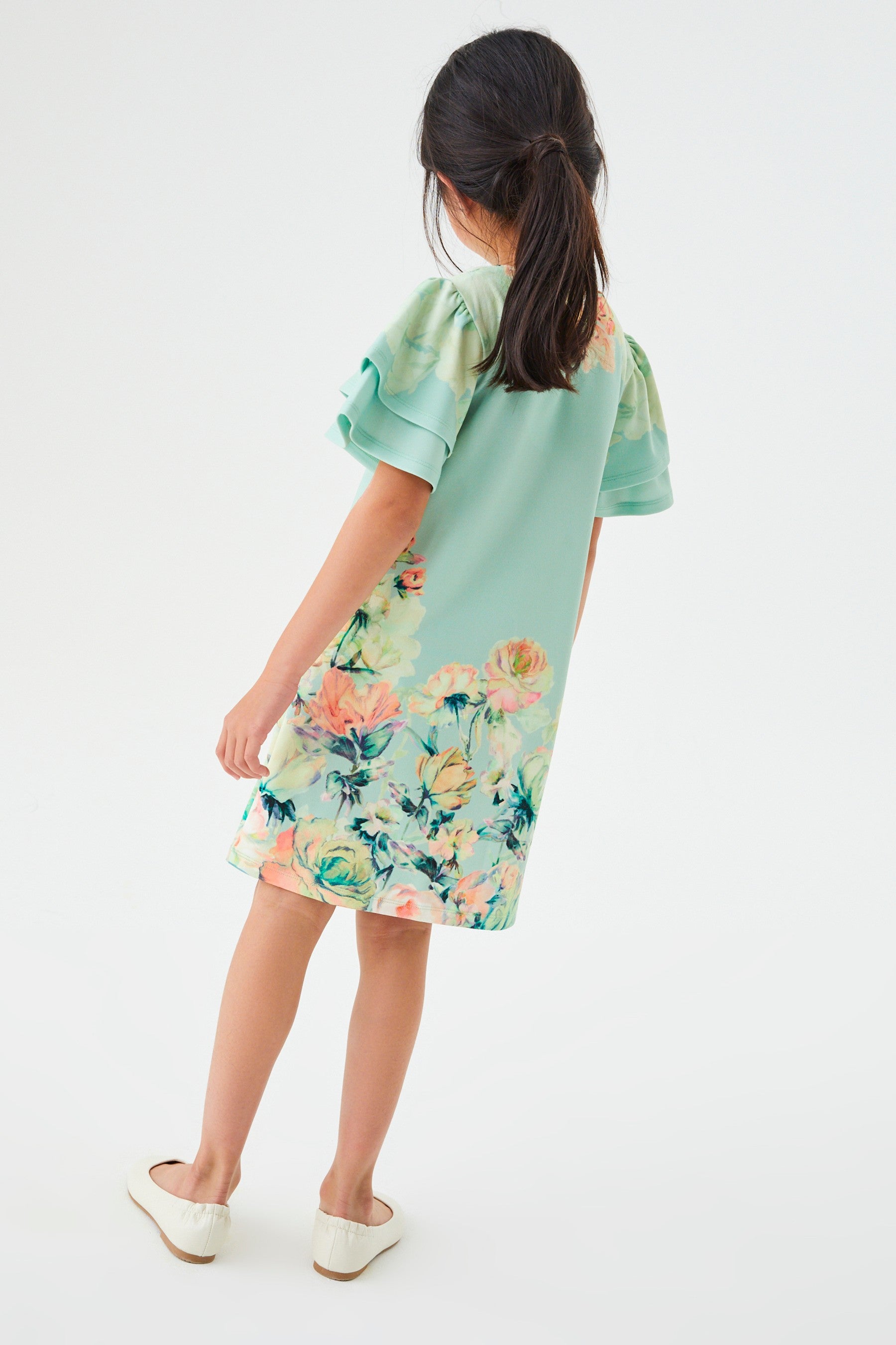 Green Floral Occasion Dress (3-16yrs)