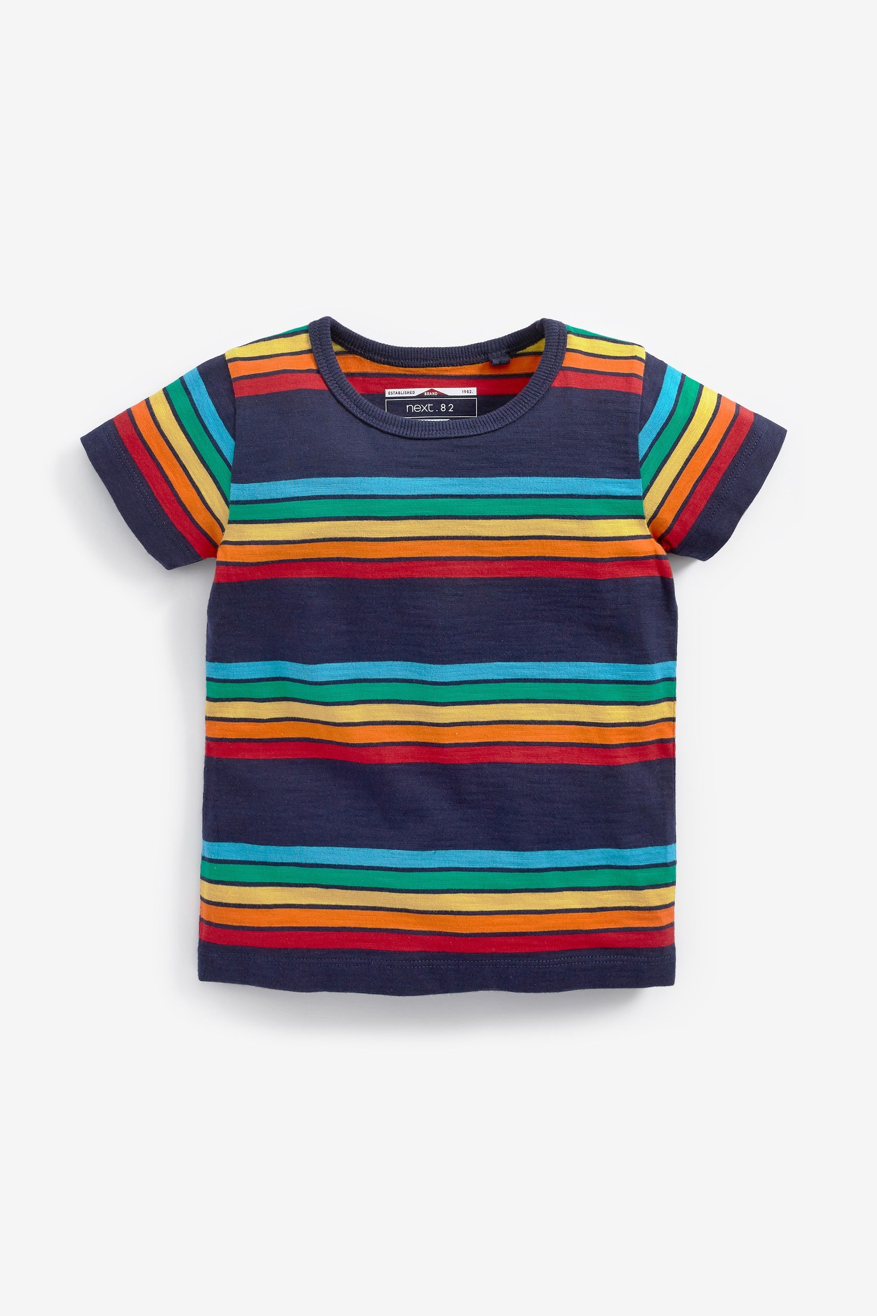 Navy Rainbow Short Sleeve Stripe T-Shirt (3mths-7yrs)