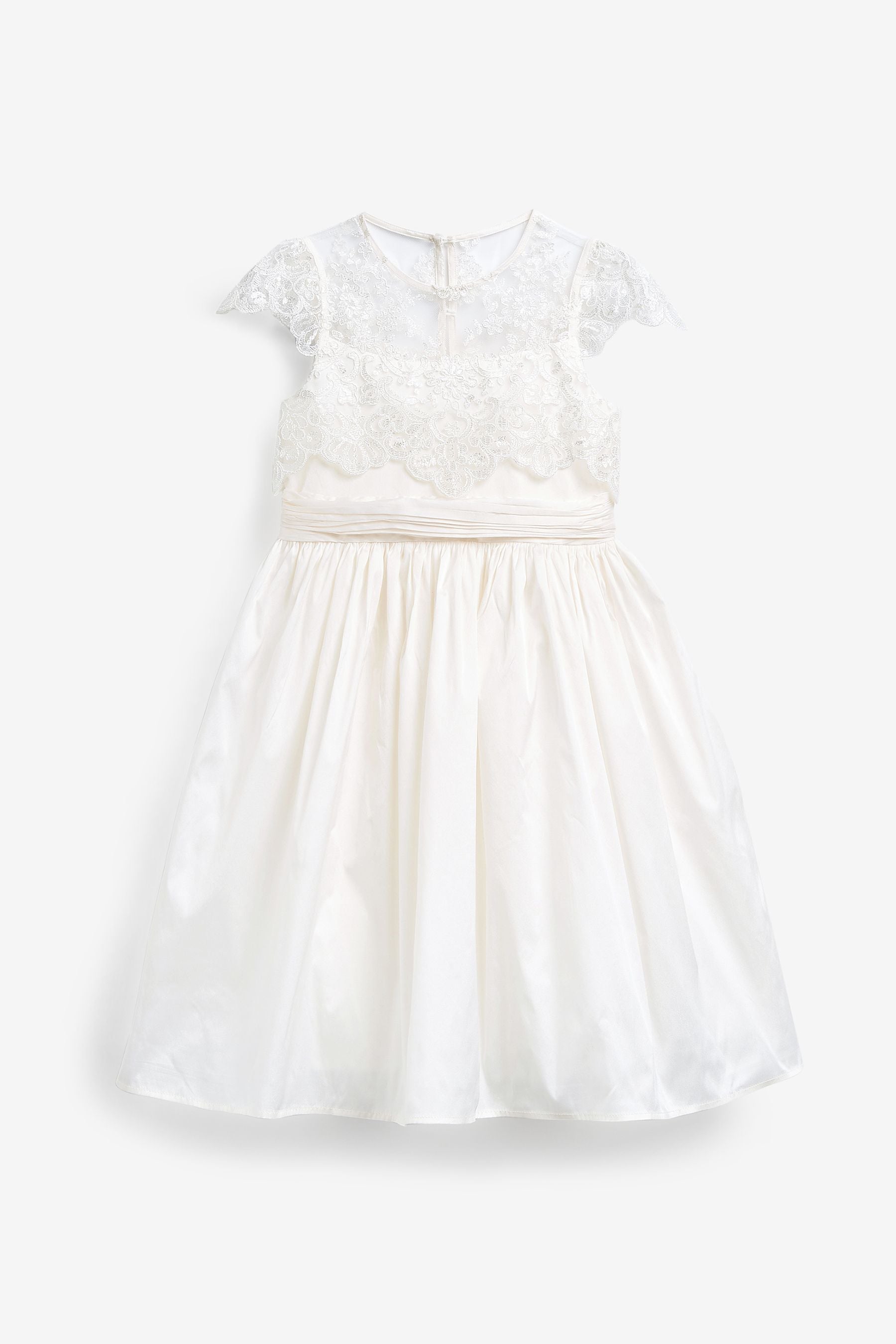 Ivory Lace Bodice Flower Girl Bow Dress (3-16yrs)