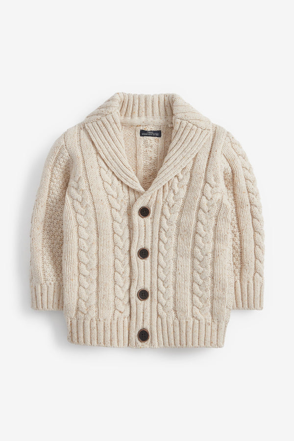 Ecru White Cable Button Through Cardigan (3mths-7yrs)