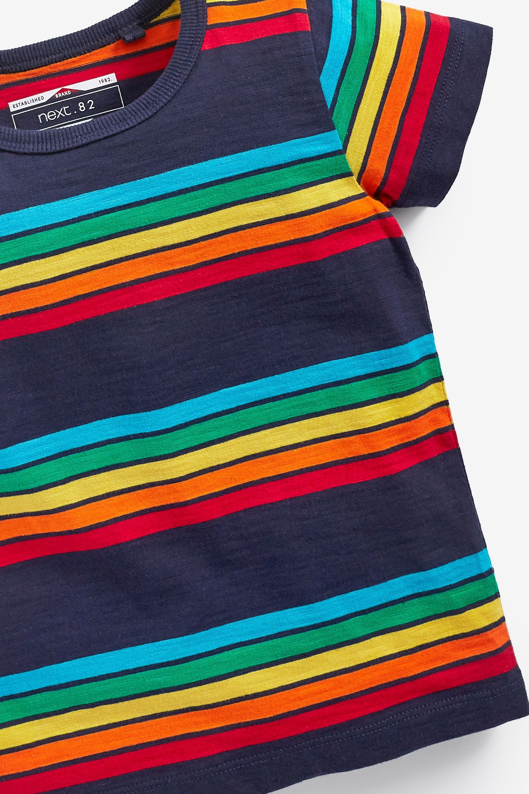 Navy Rainbow Short Sleeve Stripe T-Shirt (3mths-7yrs)