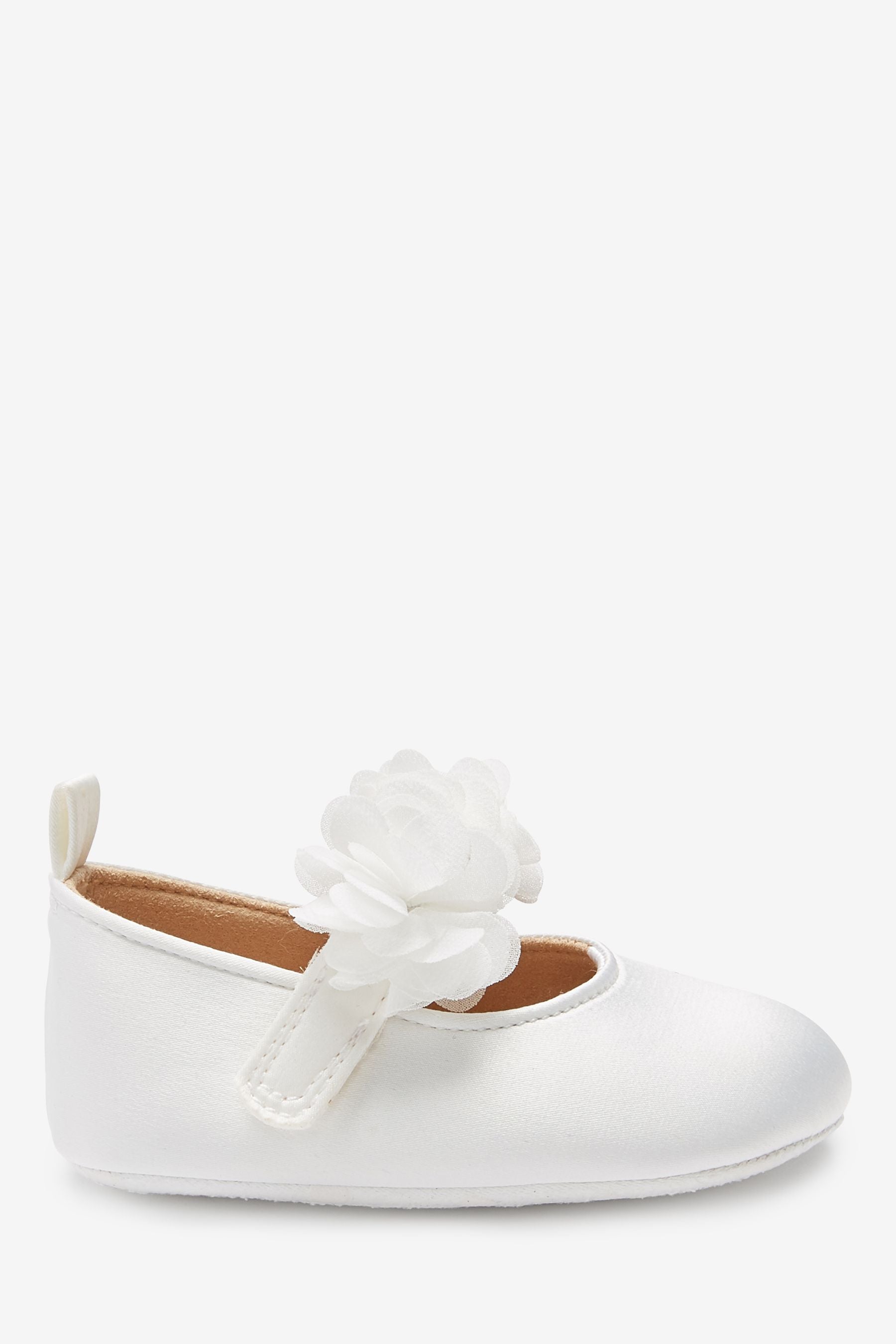 White Satin with Headband Bridesmaid Collection Corsage Occasion Baby Shoes (0-18mths)