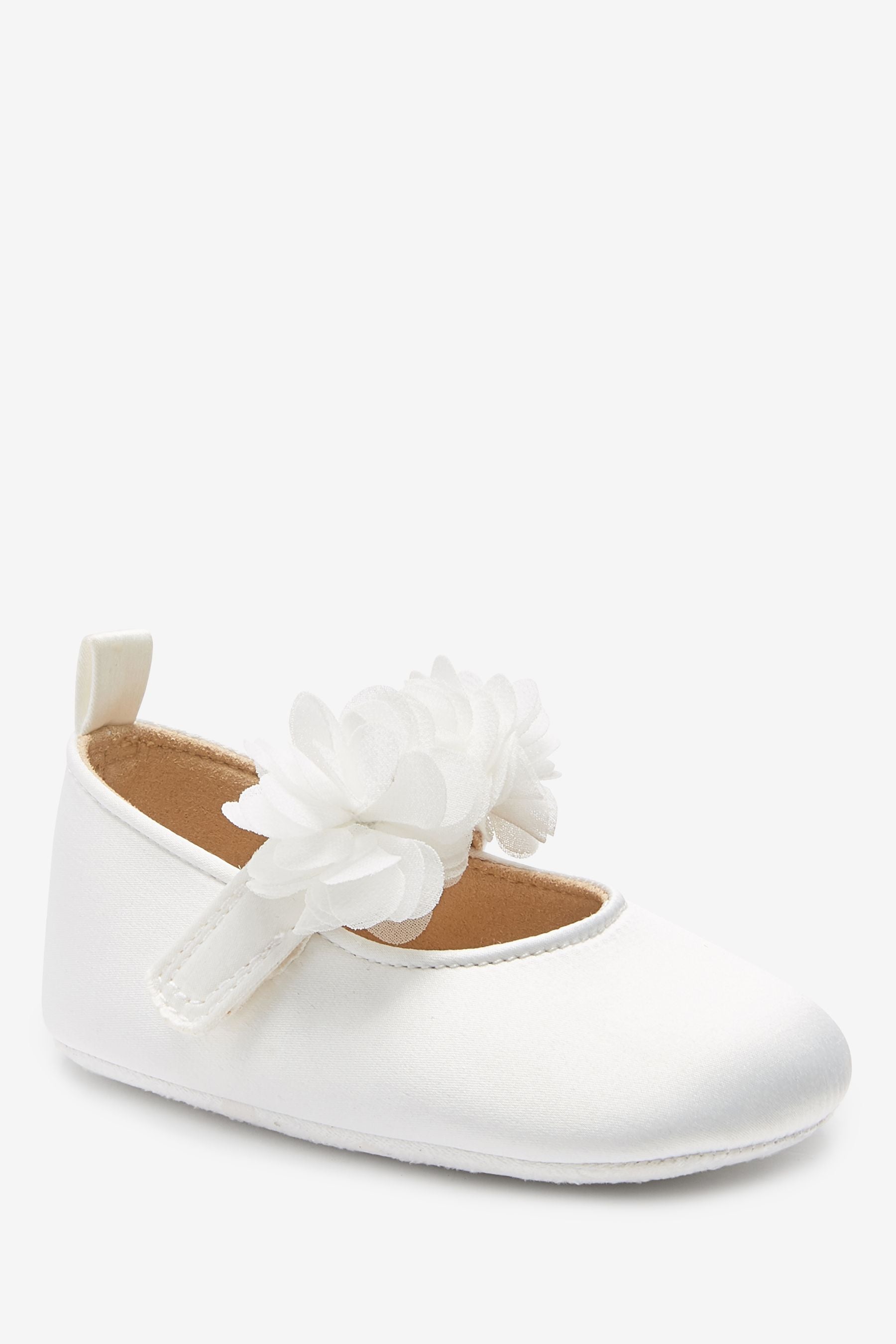 White Satin with Headband Bridesmaid Collection Corsage Occasion Baby Shoes (0-18mths)