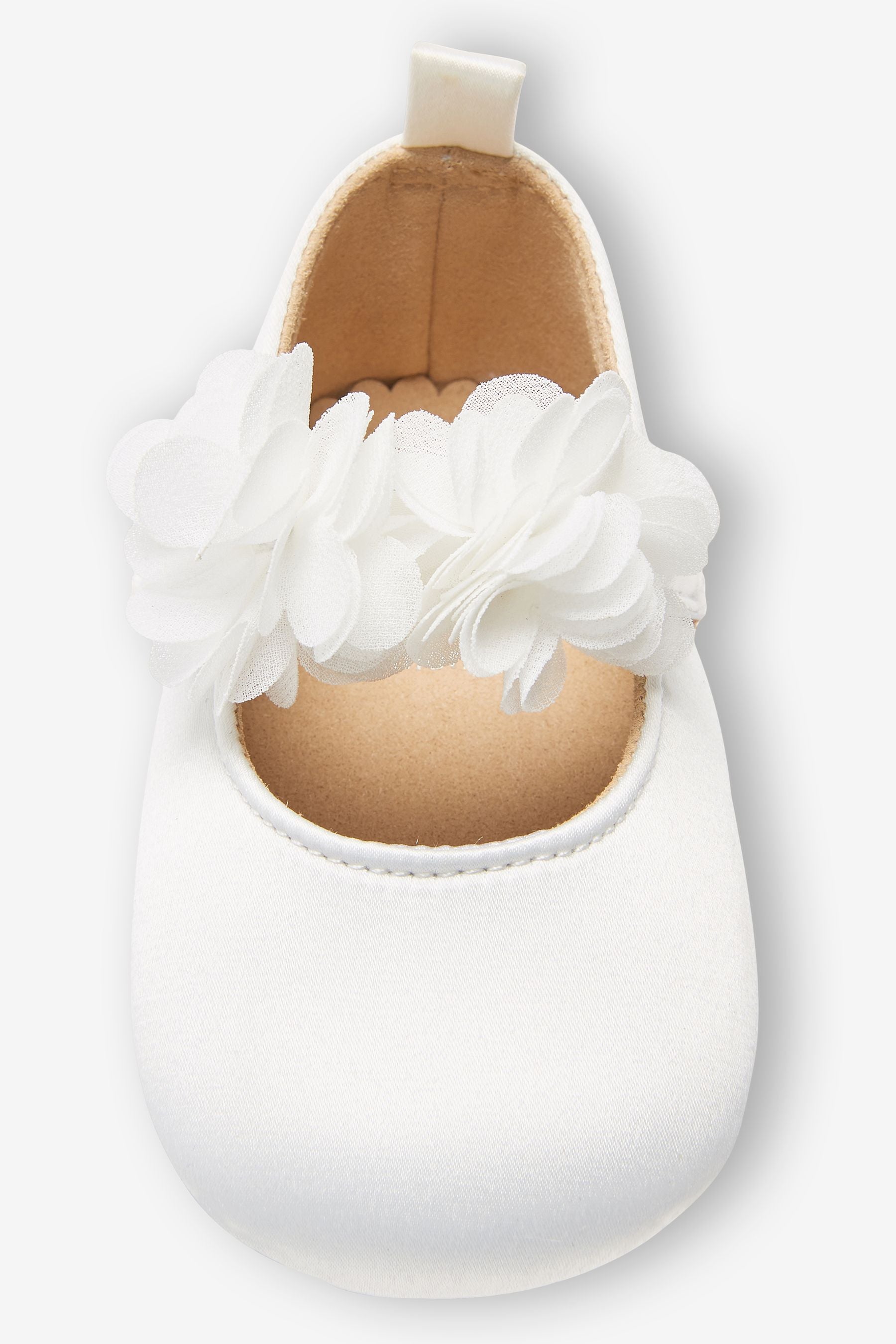 White Satin with Headband Bridesmaid Collection Corsage Occasion Baby Shoes (0-18mths)