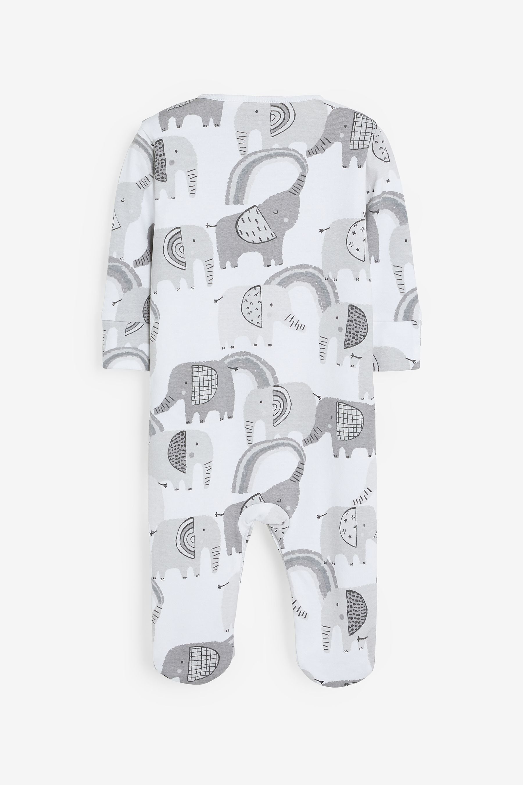 Grey Elephant Baby Sleepsuits 3 Pack (0-2yrs)