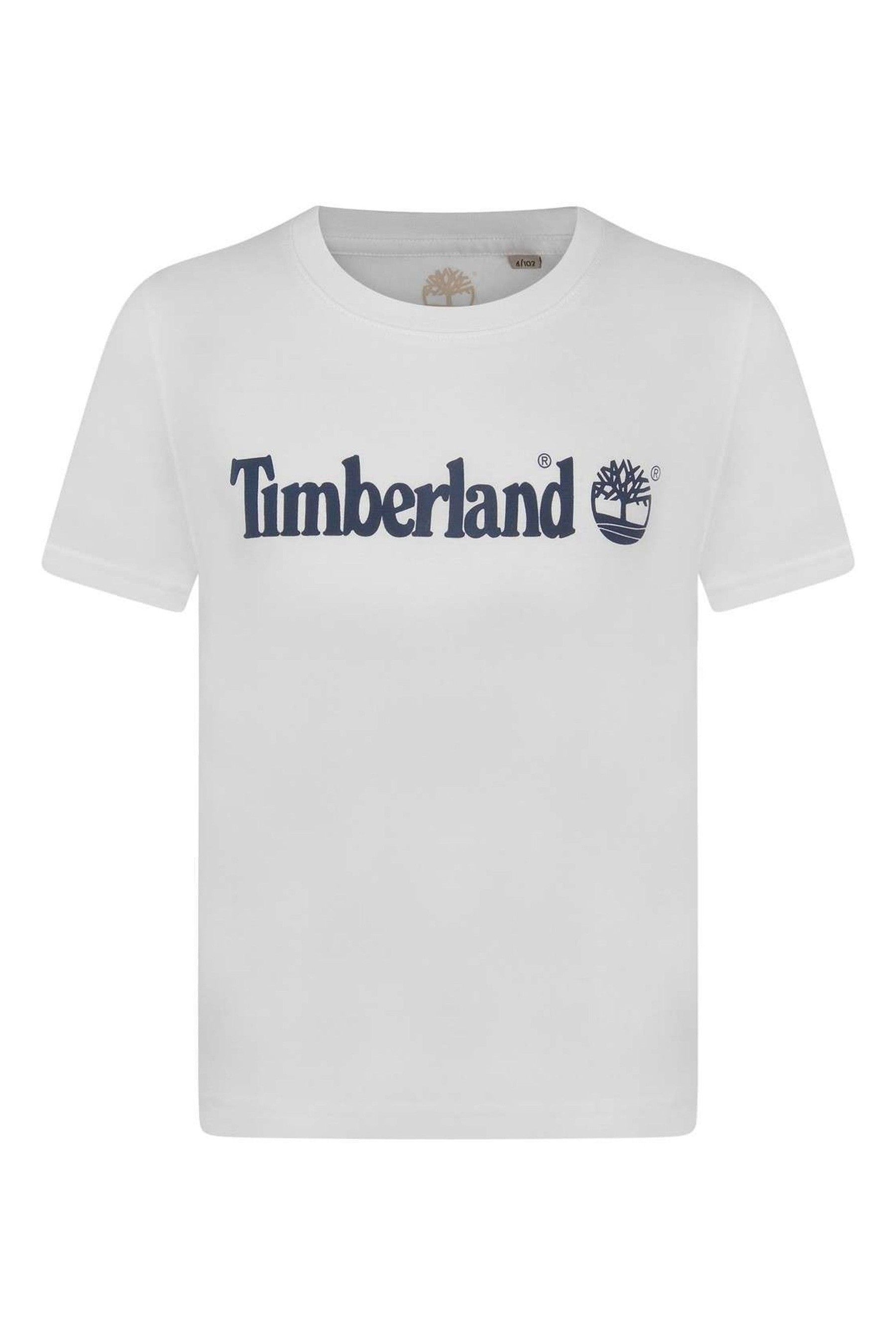 White Timberland White Logo T-shirt