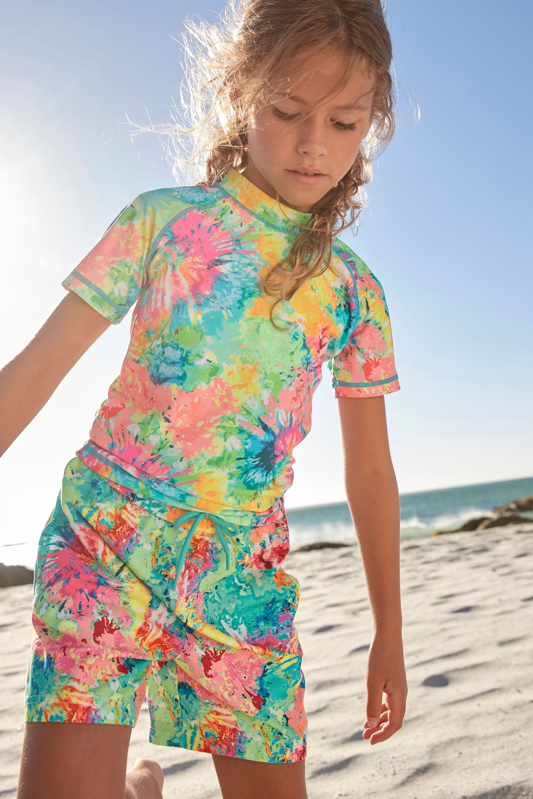 Multi Bright Tie Dye Quick Dry Beach Shorts (3-16yrs)