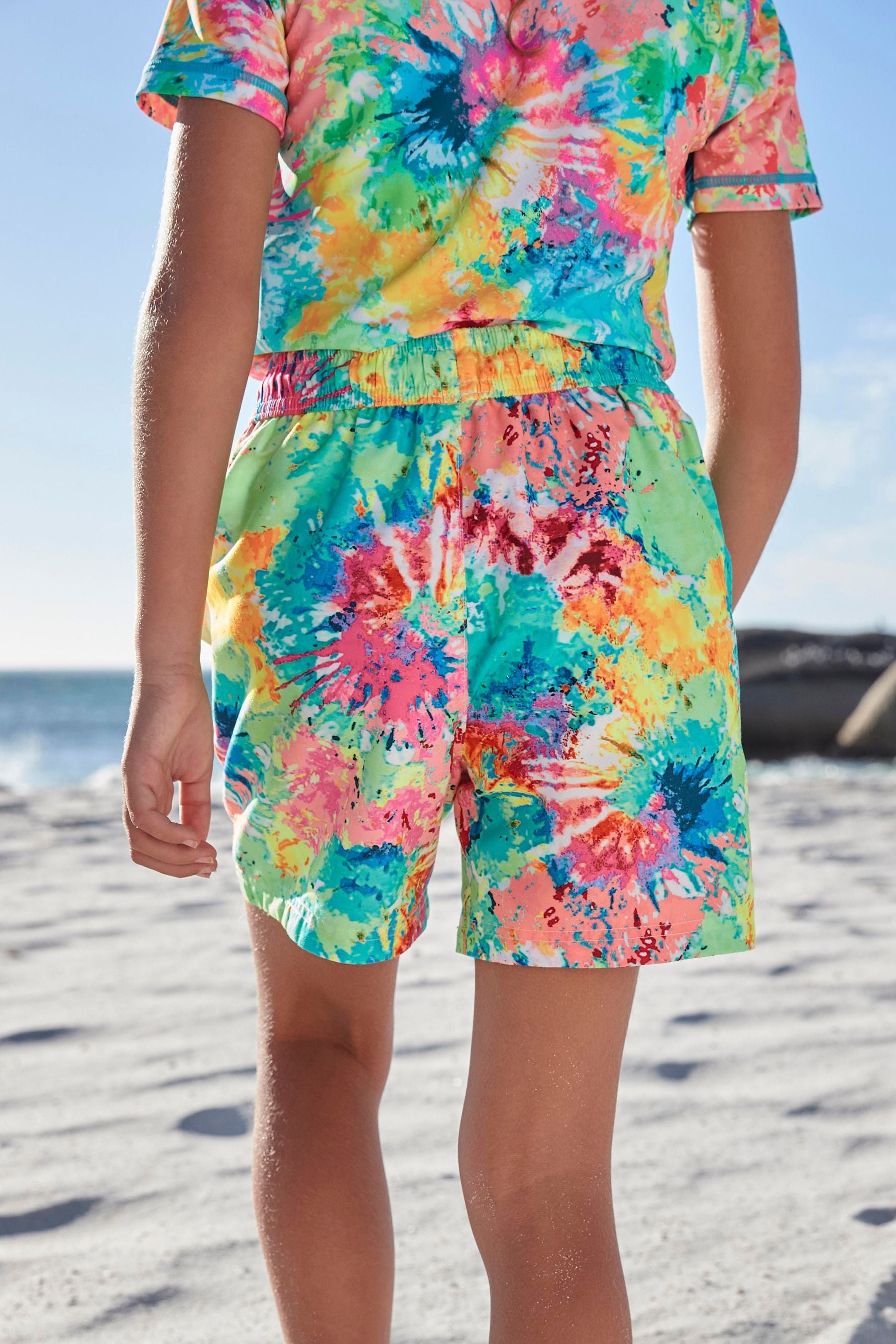 Multi Bright Tie Dye Quick Dry Beach Shorts (3-16yrs)