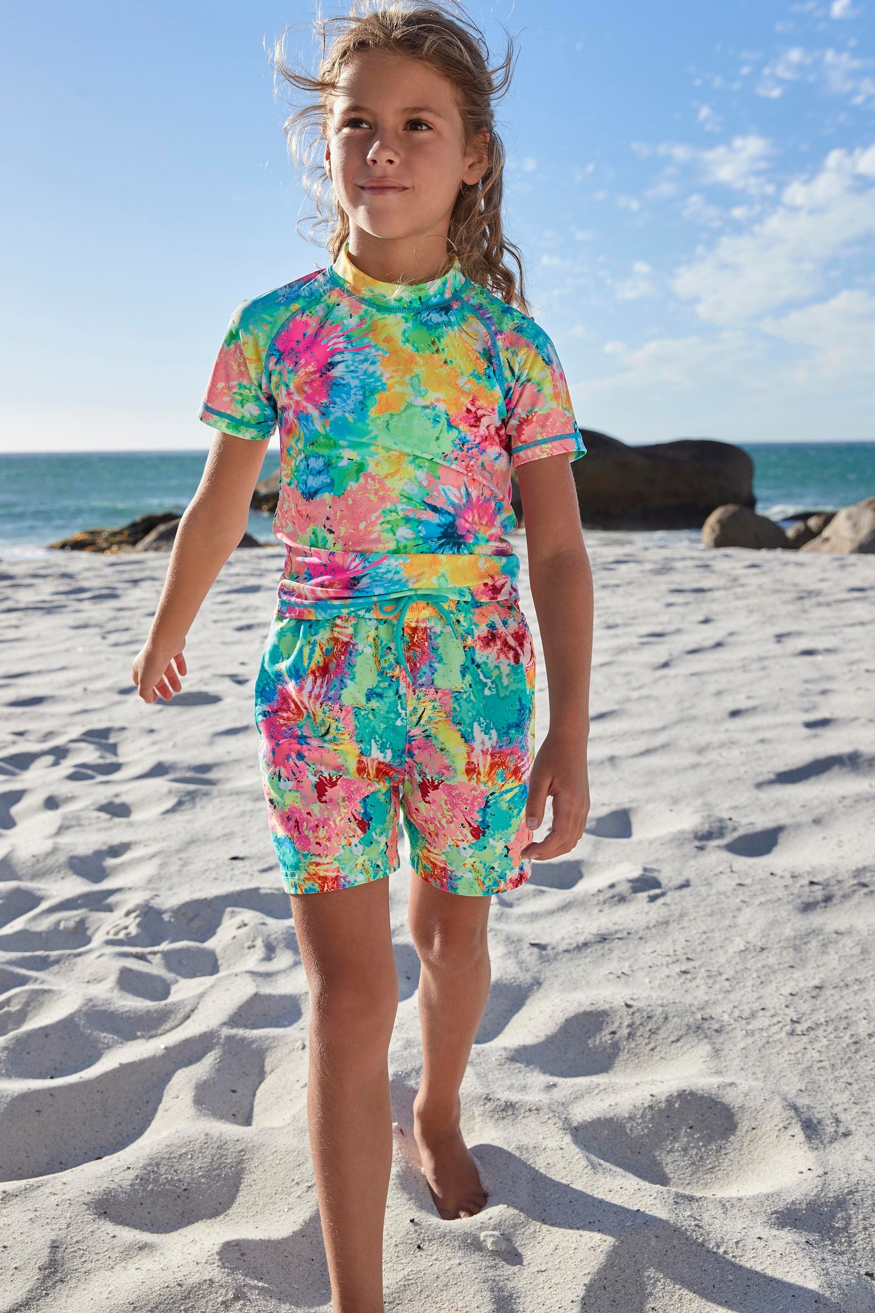 Multi Bright Tie Dye Quick Dry Beach Shorts (3-16yrs)