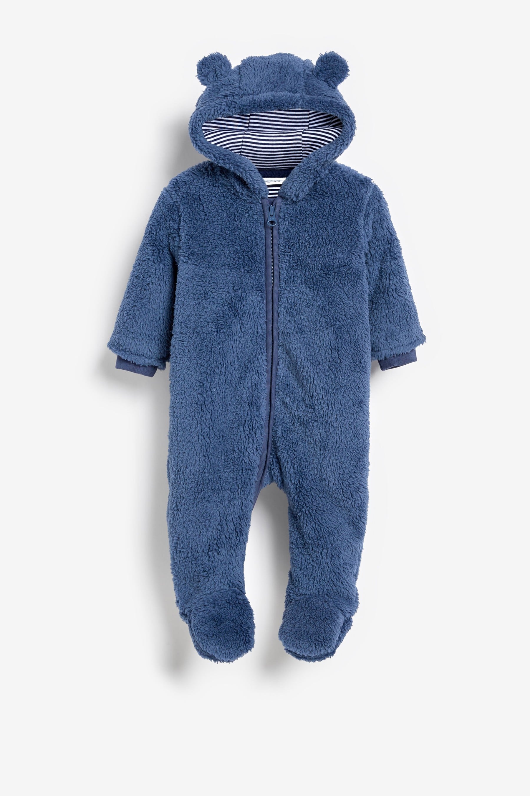 Navy Cosy Fleece Bear Baby Pramsuit (0mths-2yrs)