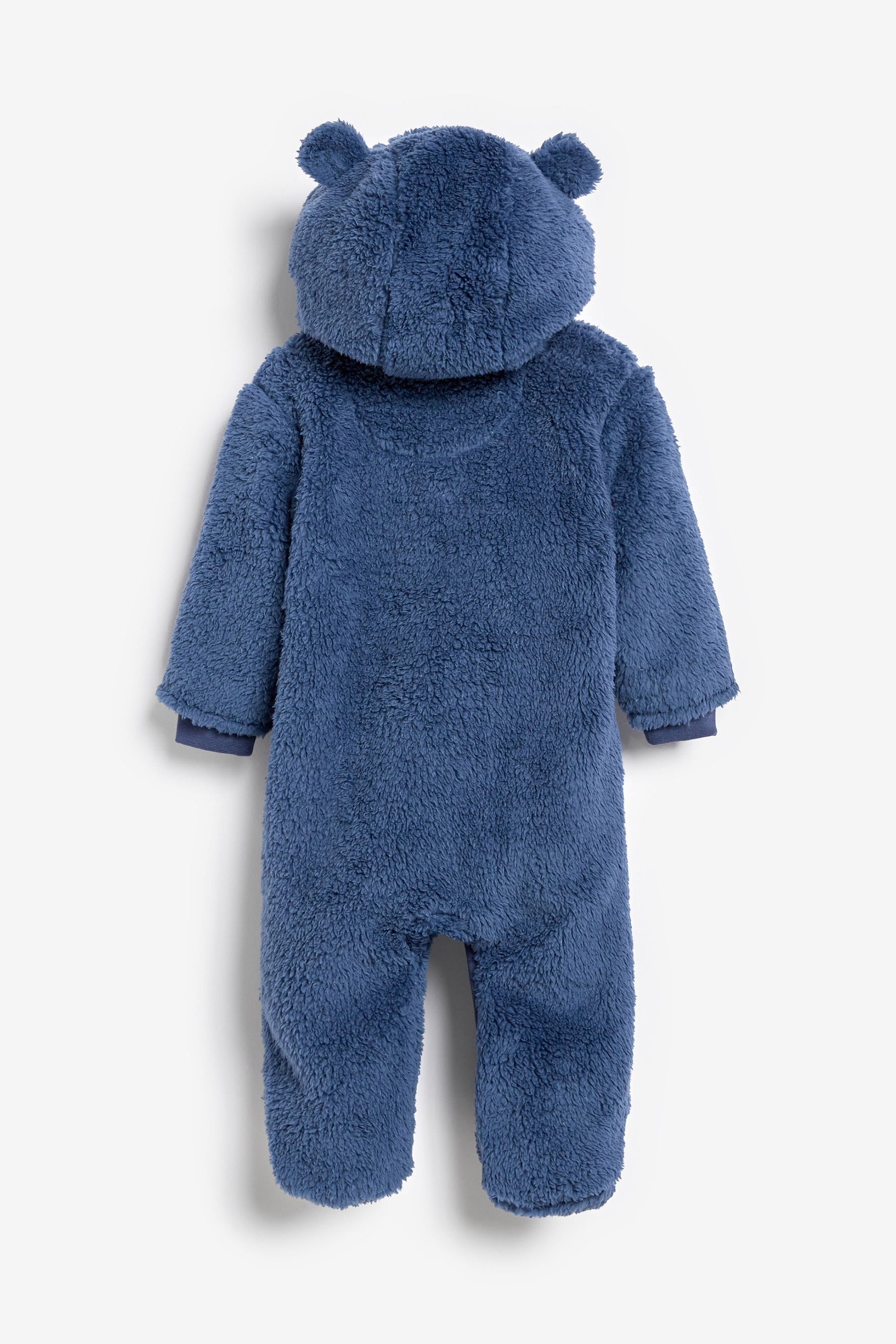 Navy Cosy Fleece Bear Baby Pramsuit (0mths-2yrs)