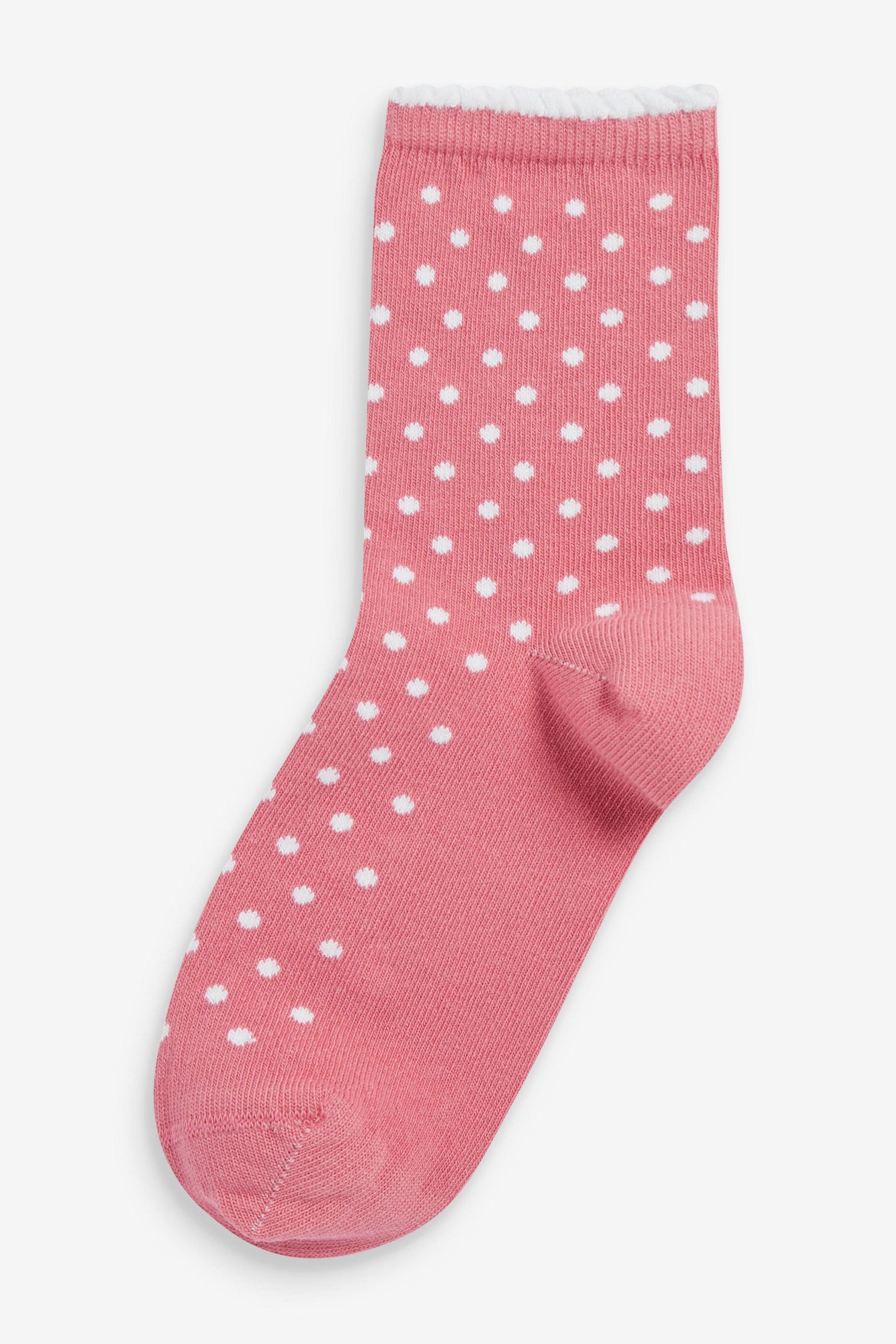 Pink 7 Pack Cotton Rich Pretty Ankle Socks