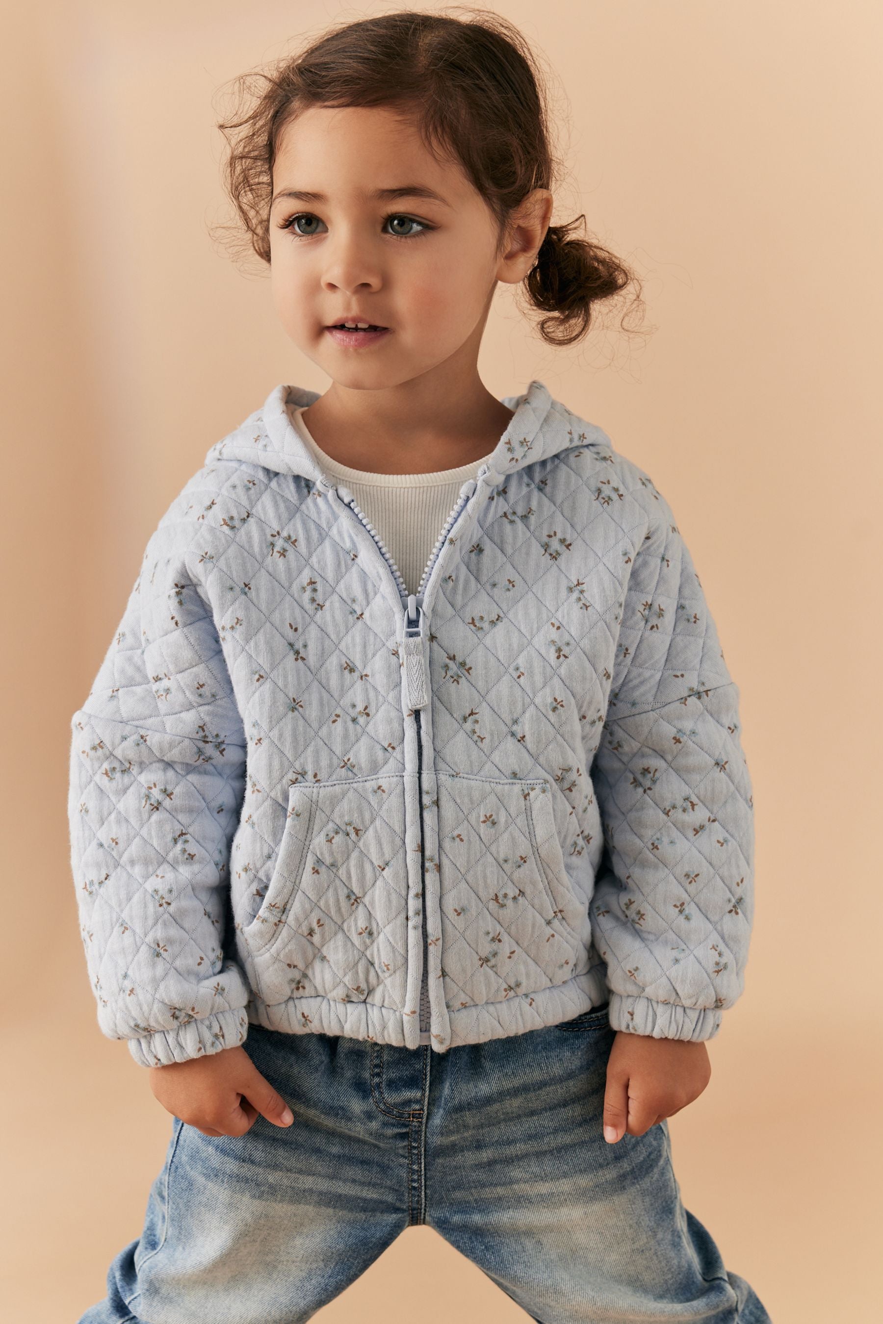 Blue Quilted Zip Through Hoodie (3mths-7yrs)