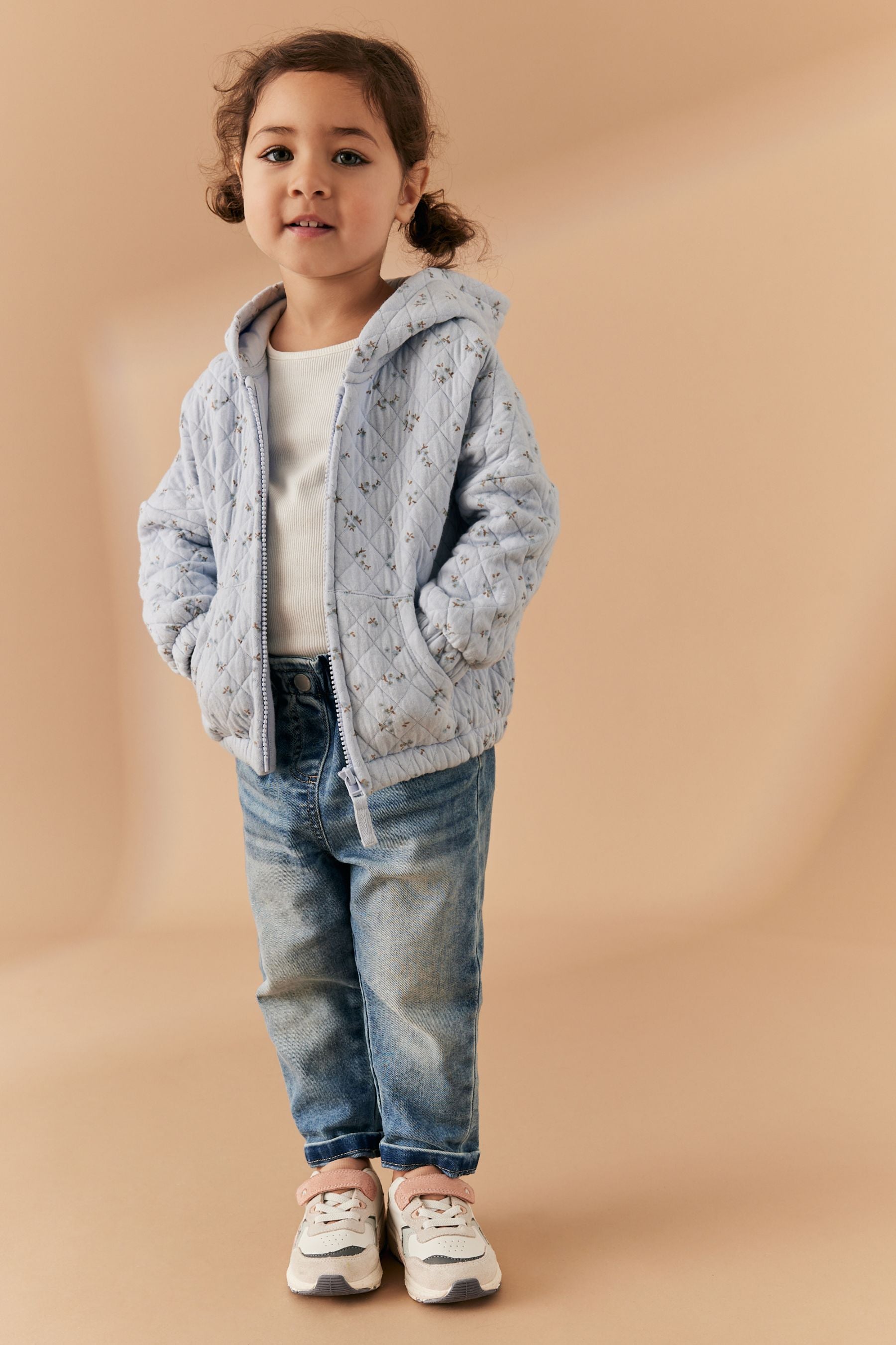 Blue Quilted Zip Through Hoodie (3mths-7yrs)