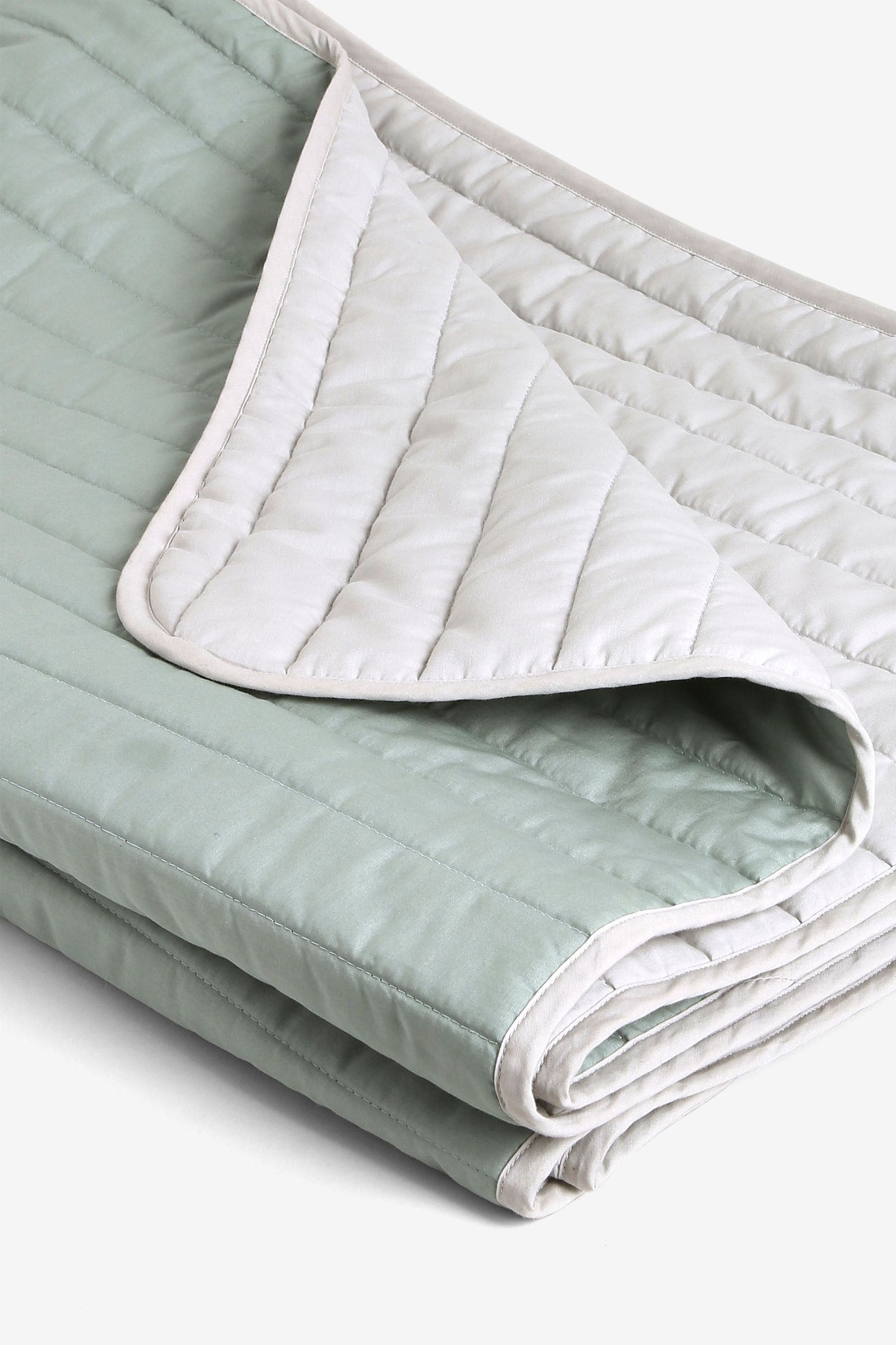 Sage Green Reversible Cotton Rich Bedspread