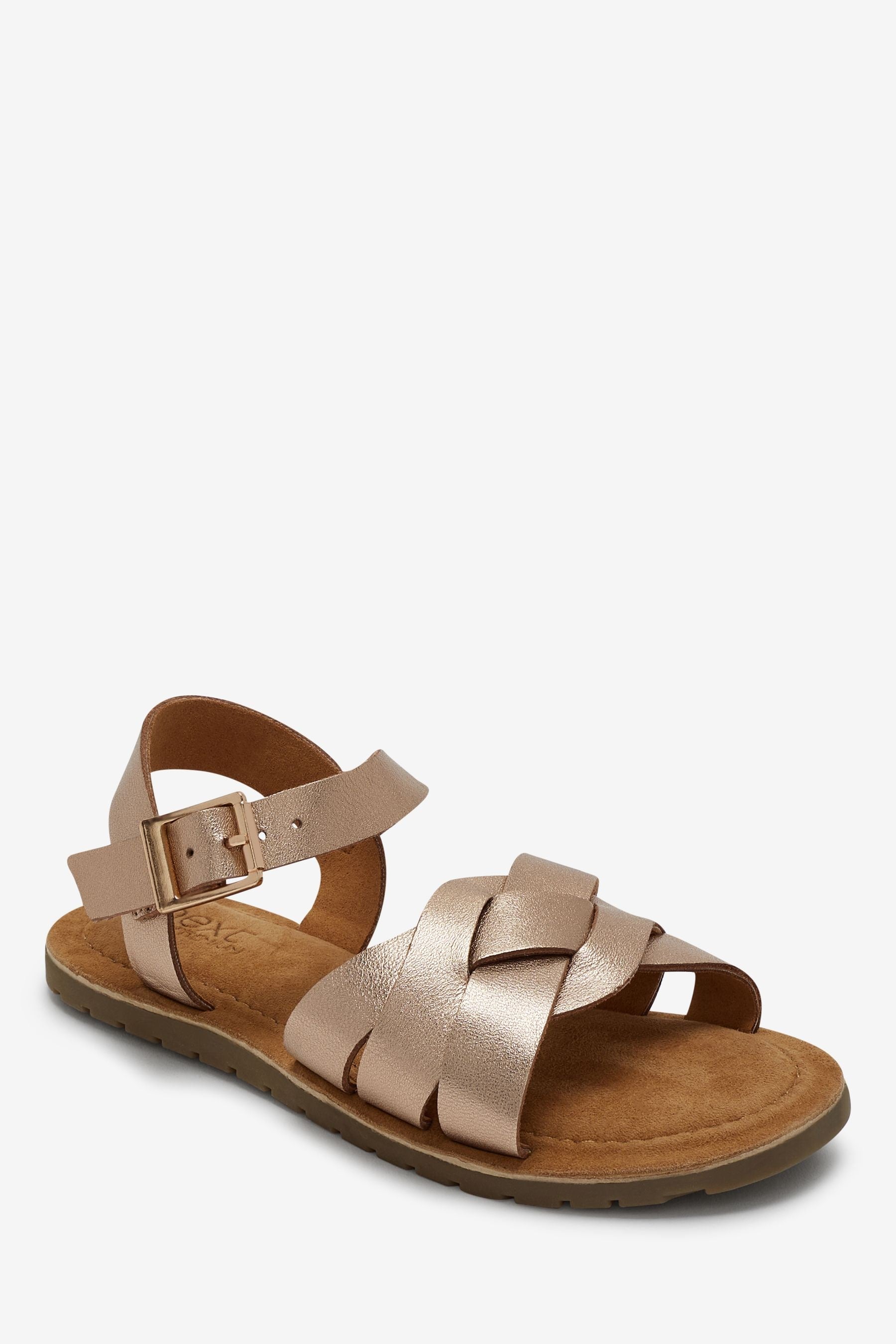 Rose Gold Premium Woven Leather Sandals