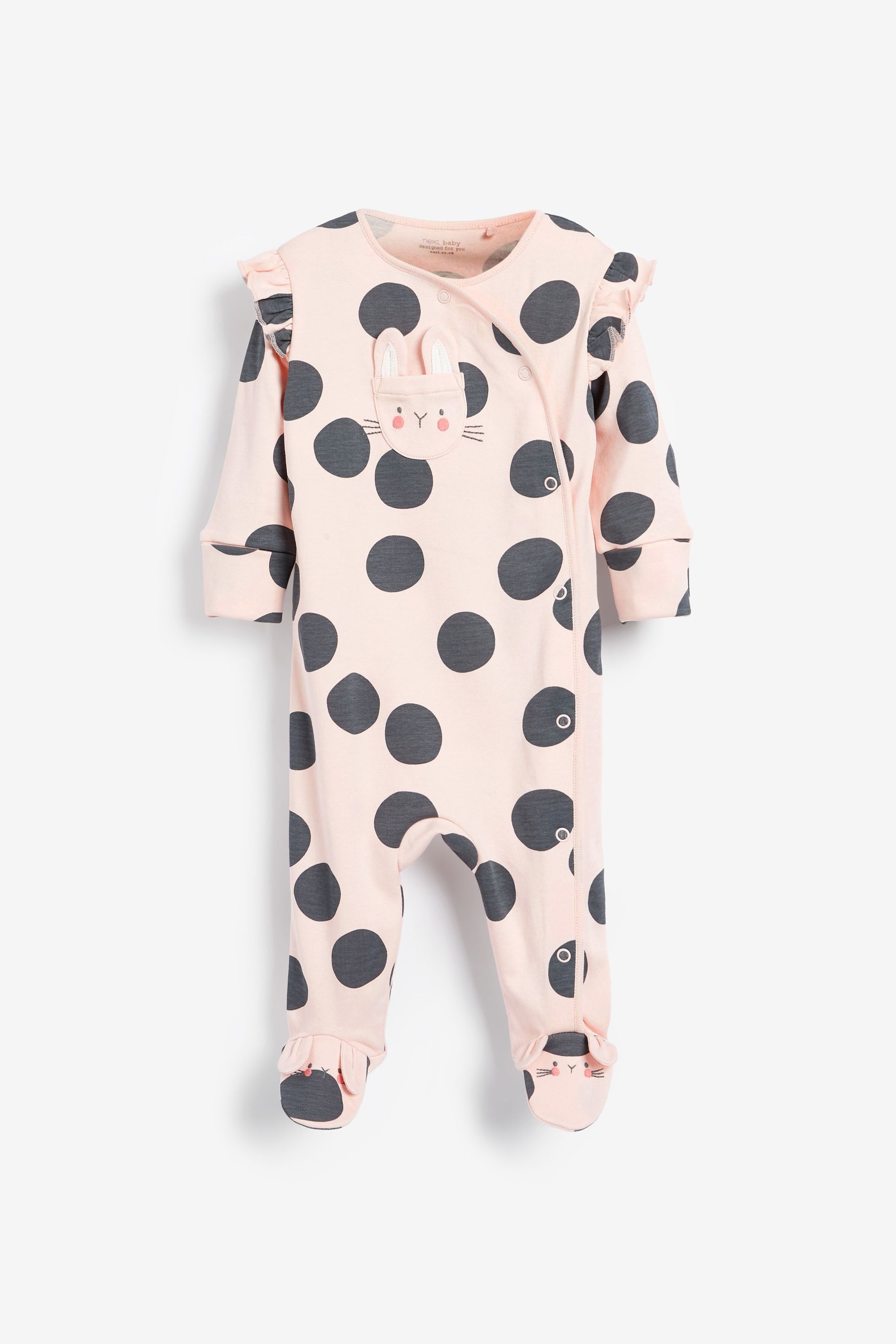 Monochrome Bunny Baby 3 Pack Sleepsuits (0-2yrs)