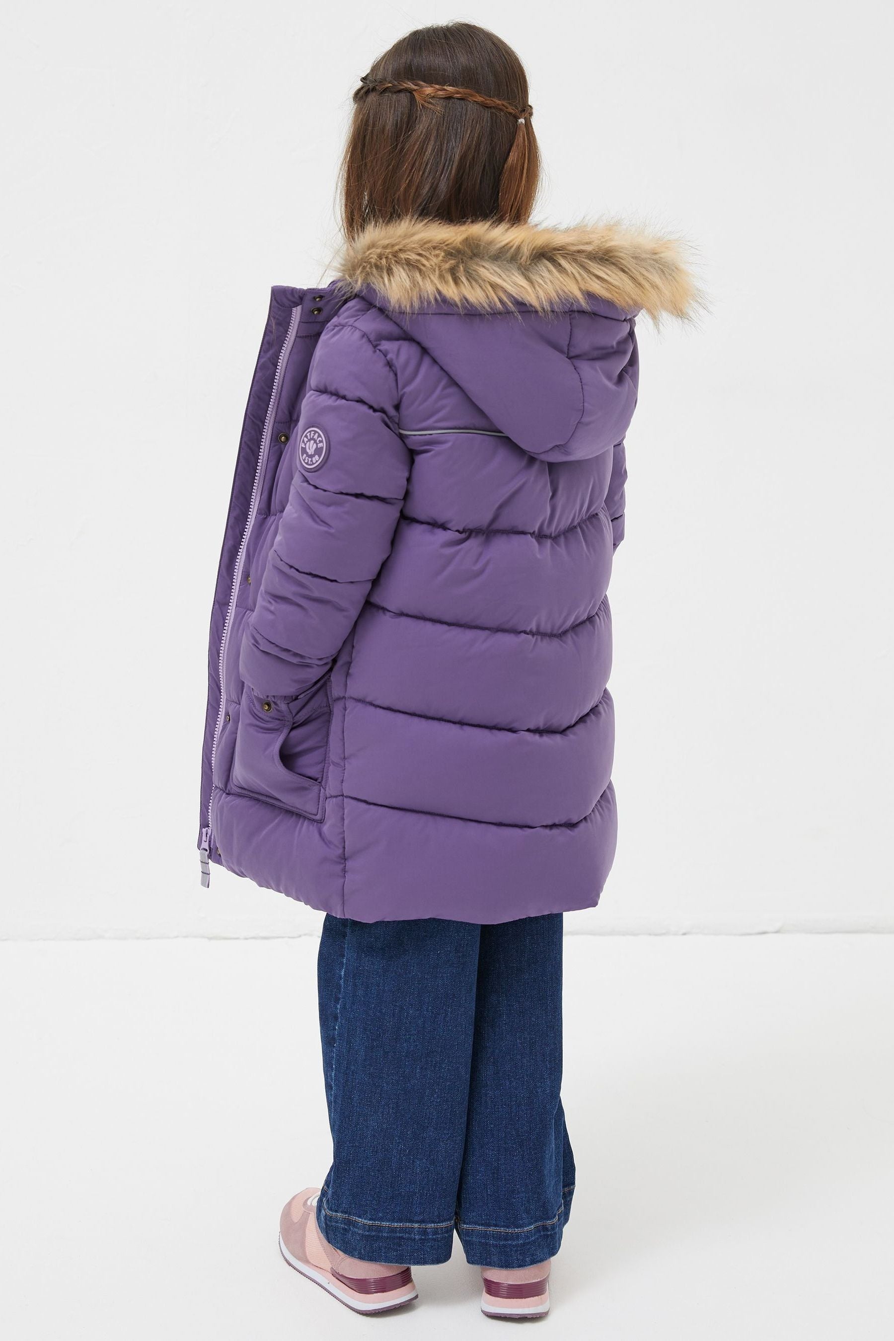 Purple FatFace Longline Padded Coat